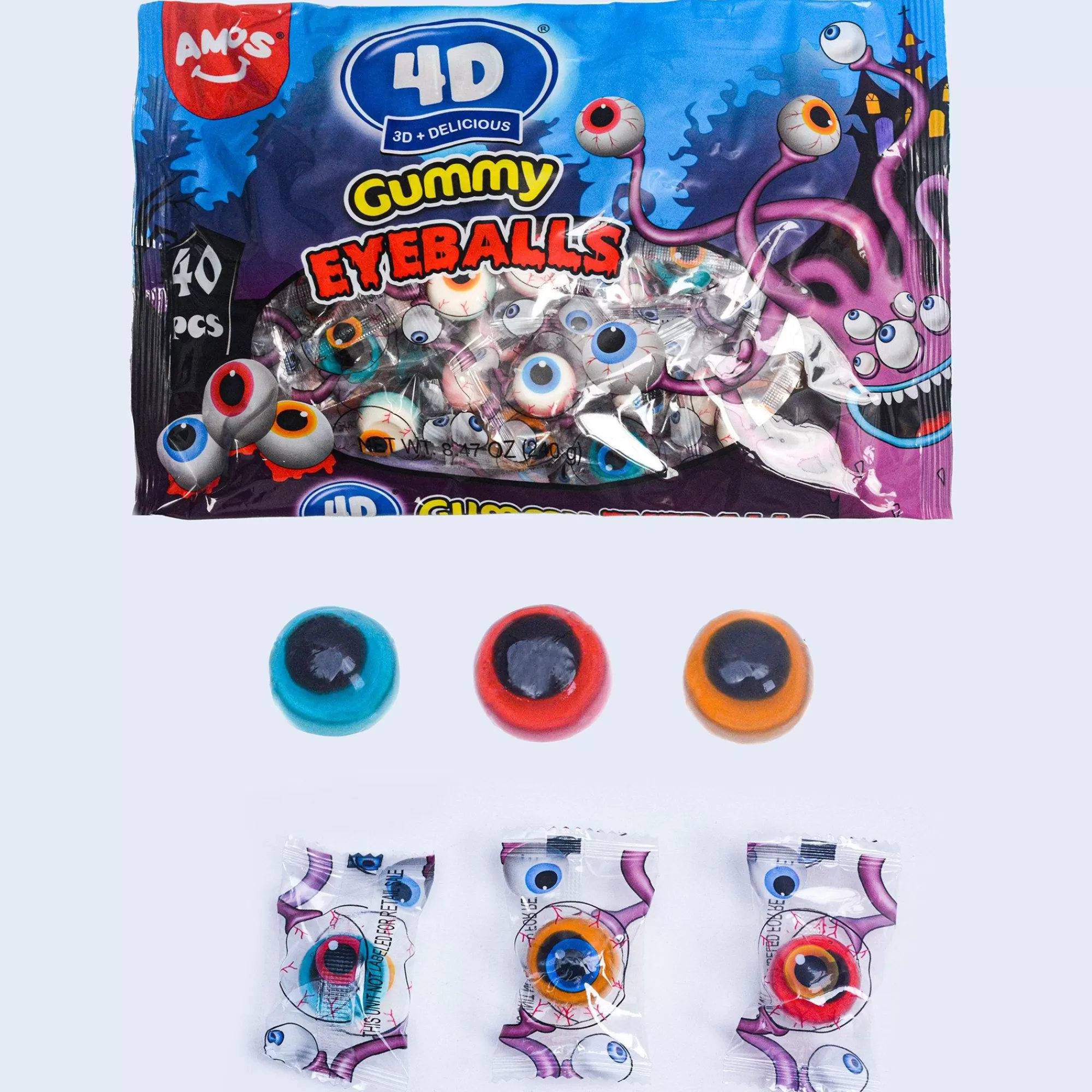 Party City Bulk Candy | Amos 4D Gummy Eyeballs, 8.46Oz - Halloween Candy