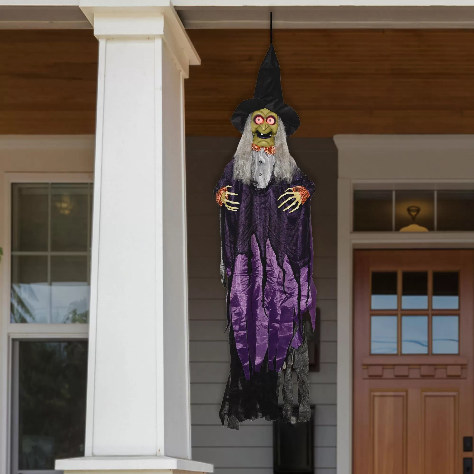 Party City Hanging Decorations | Animated Black & Purple Witch Decoration