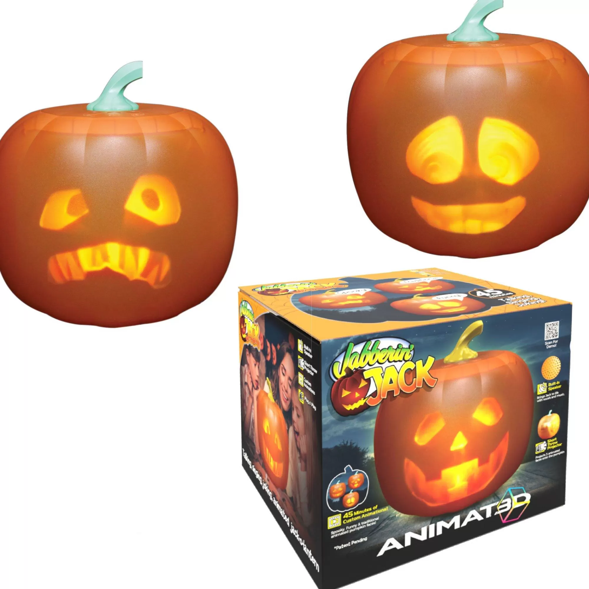 Party City Spooky Friends | Animated Light-Up Talking Jabberin' Jack Pumpkin Decoration, 9In X 11In