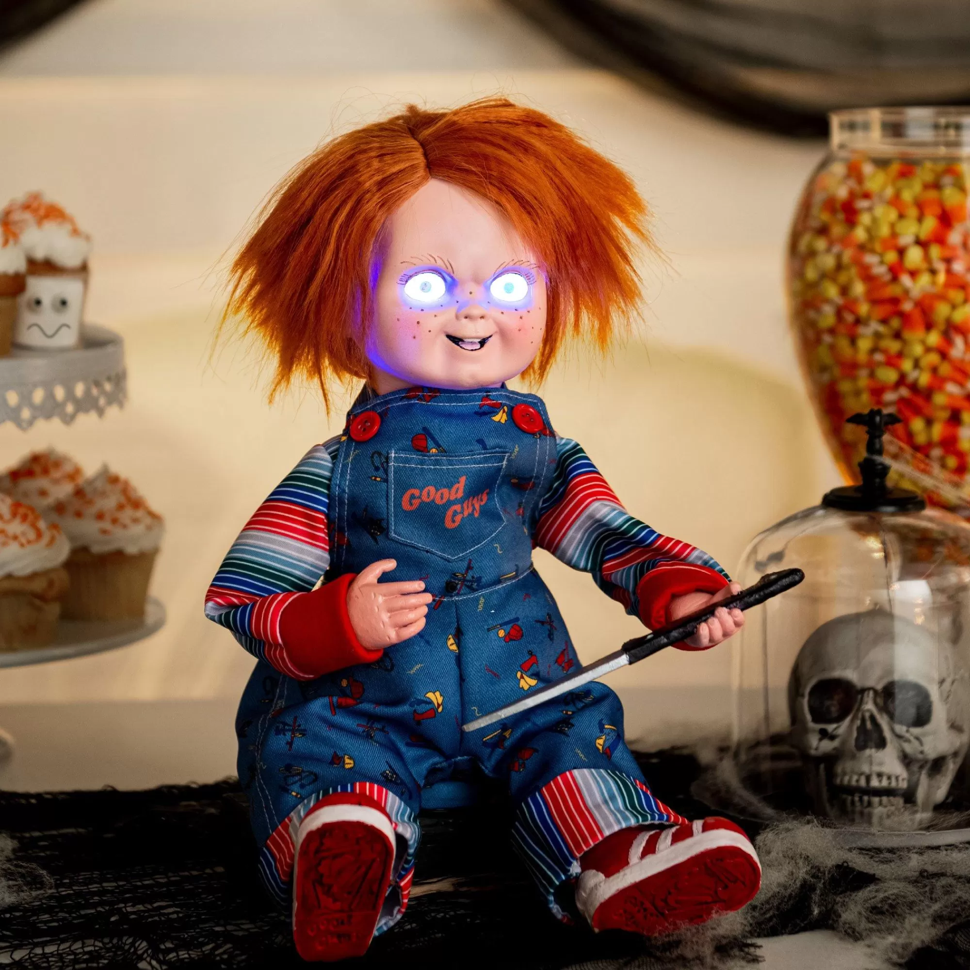 Party City Animatronics | Animatronic Chucky Doll, 9In X 11.8In - Halloween Decoration