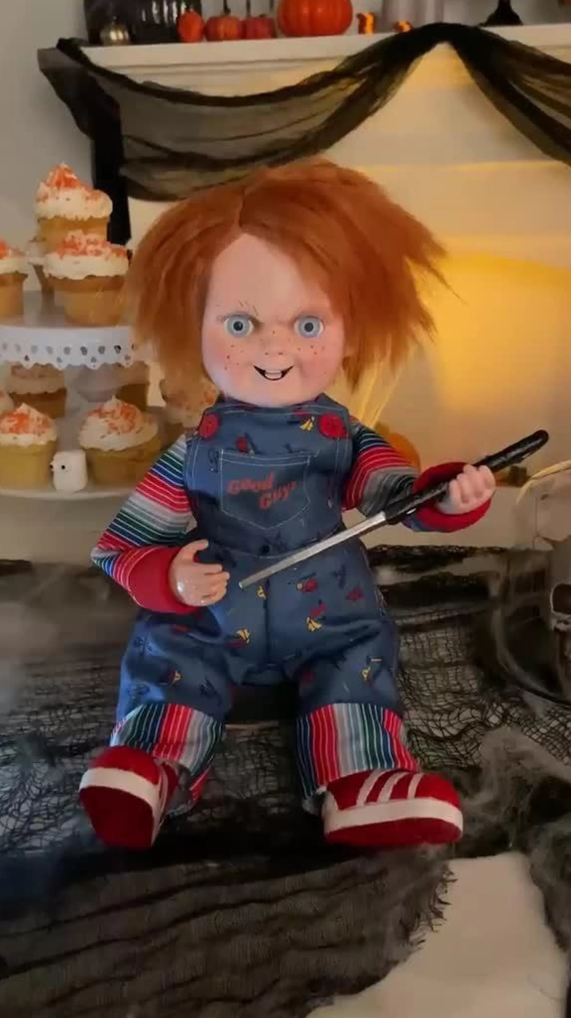 Party City Animatronics | Animatronic Chucky Doll, 9In X 11.8In - Halloween Decoration