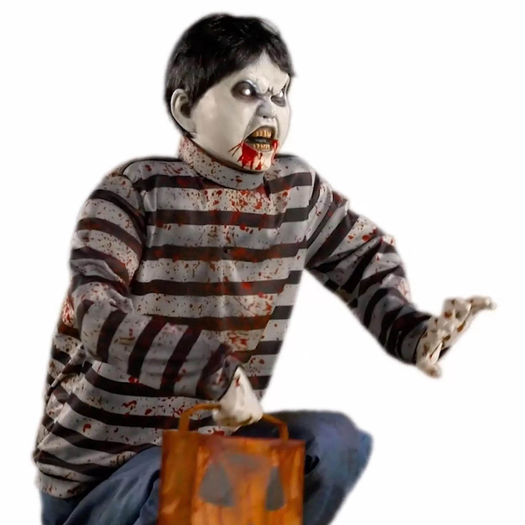 Party City Animatronics | Animatronic Light-Up Crouching Zombie Child, 2.3Ft X 3Ft - Halloween Decoration
