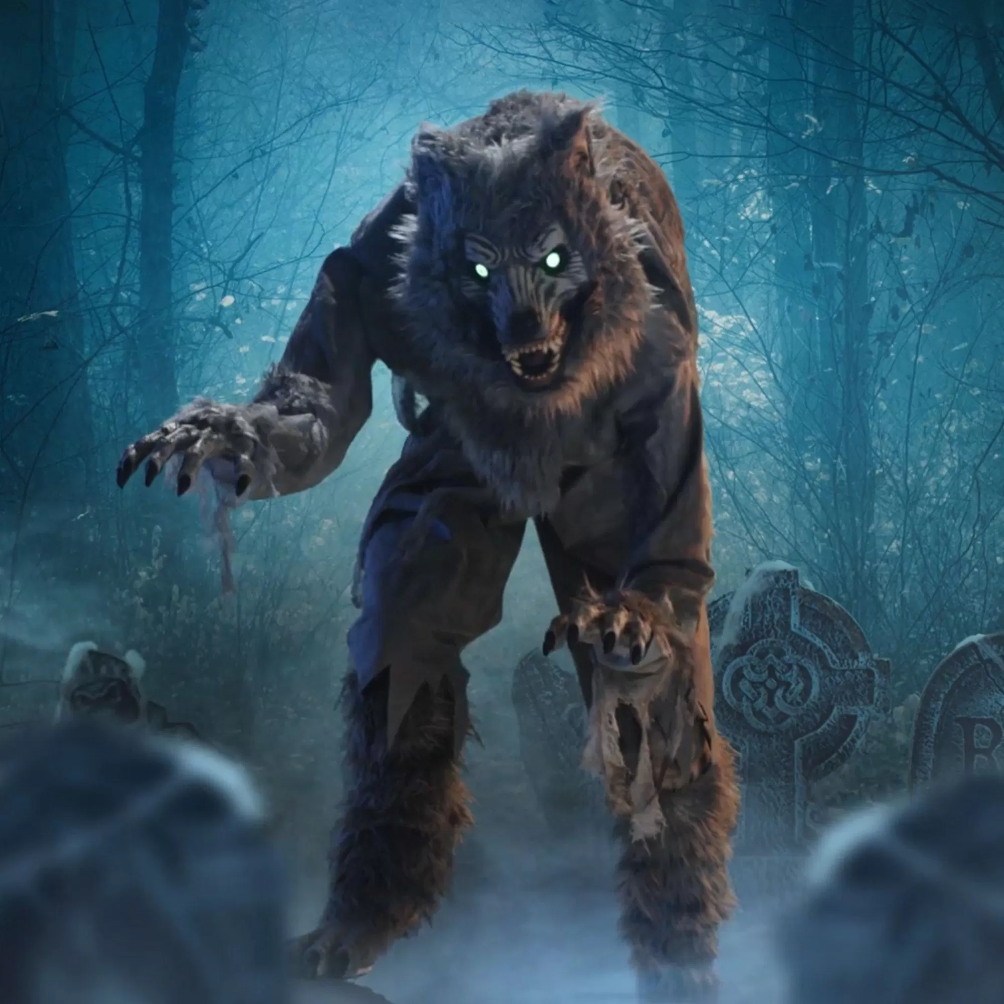 Party City Animatronics | Animatronic Light-Up Lanky Werewolf, 5.3Ft - Halloween Decoration