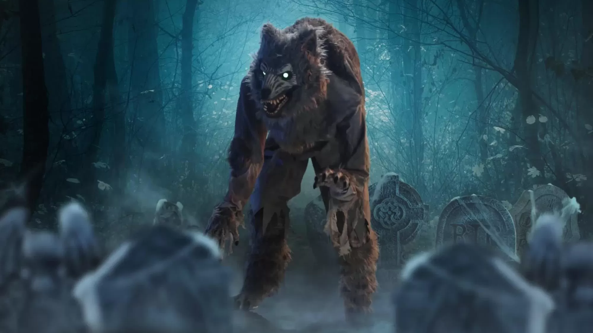 Party City Animatronics | Animatronic Light-Up Lanky Werewolf, 5.3Ft - Halloween Decoration