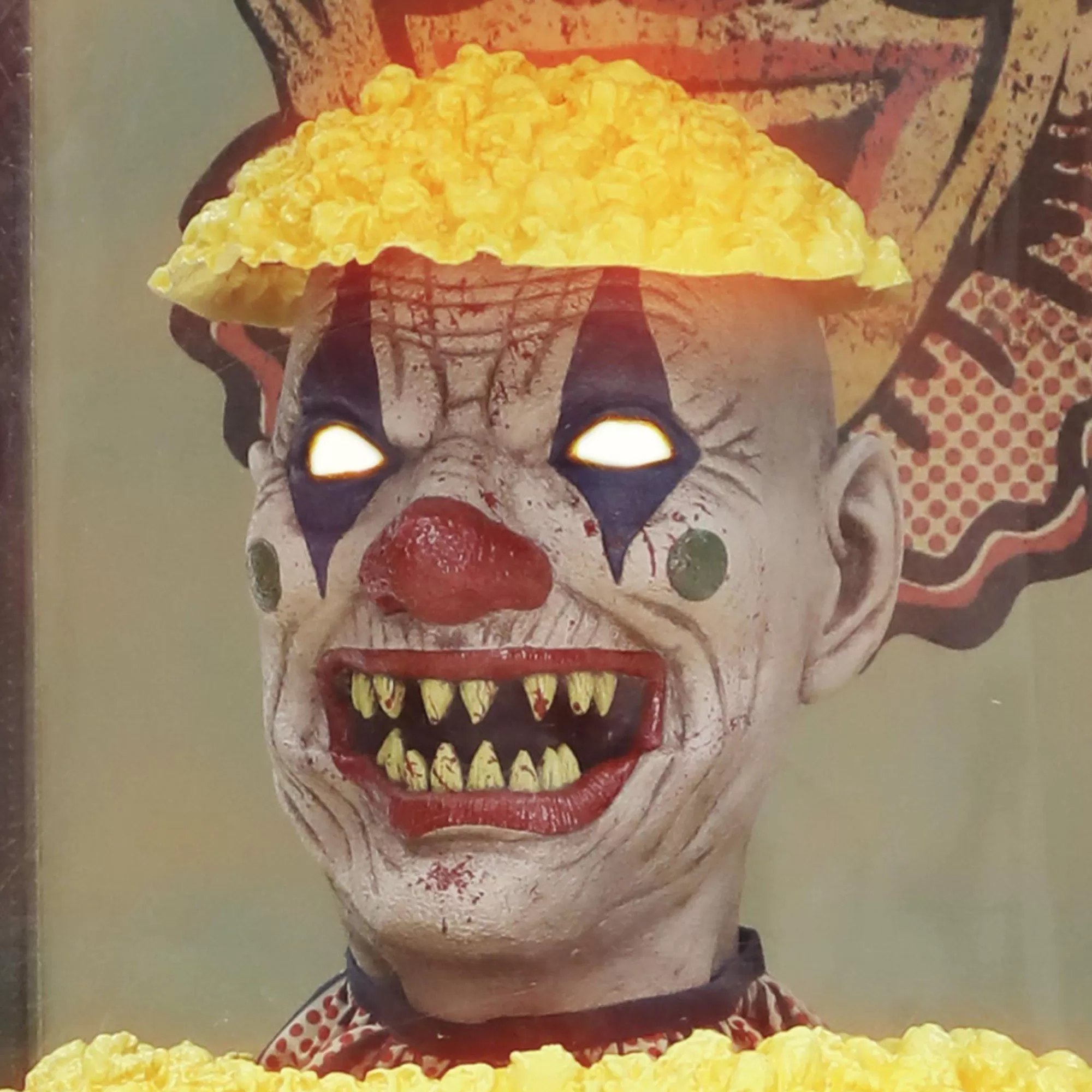Party City Animatronics | Animatronic Light-Up Talking Circus Popcorn Pop-Out Clown, 5.6Ft - Halloween Decoration