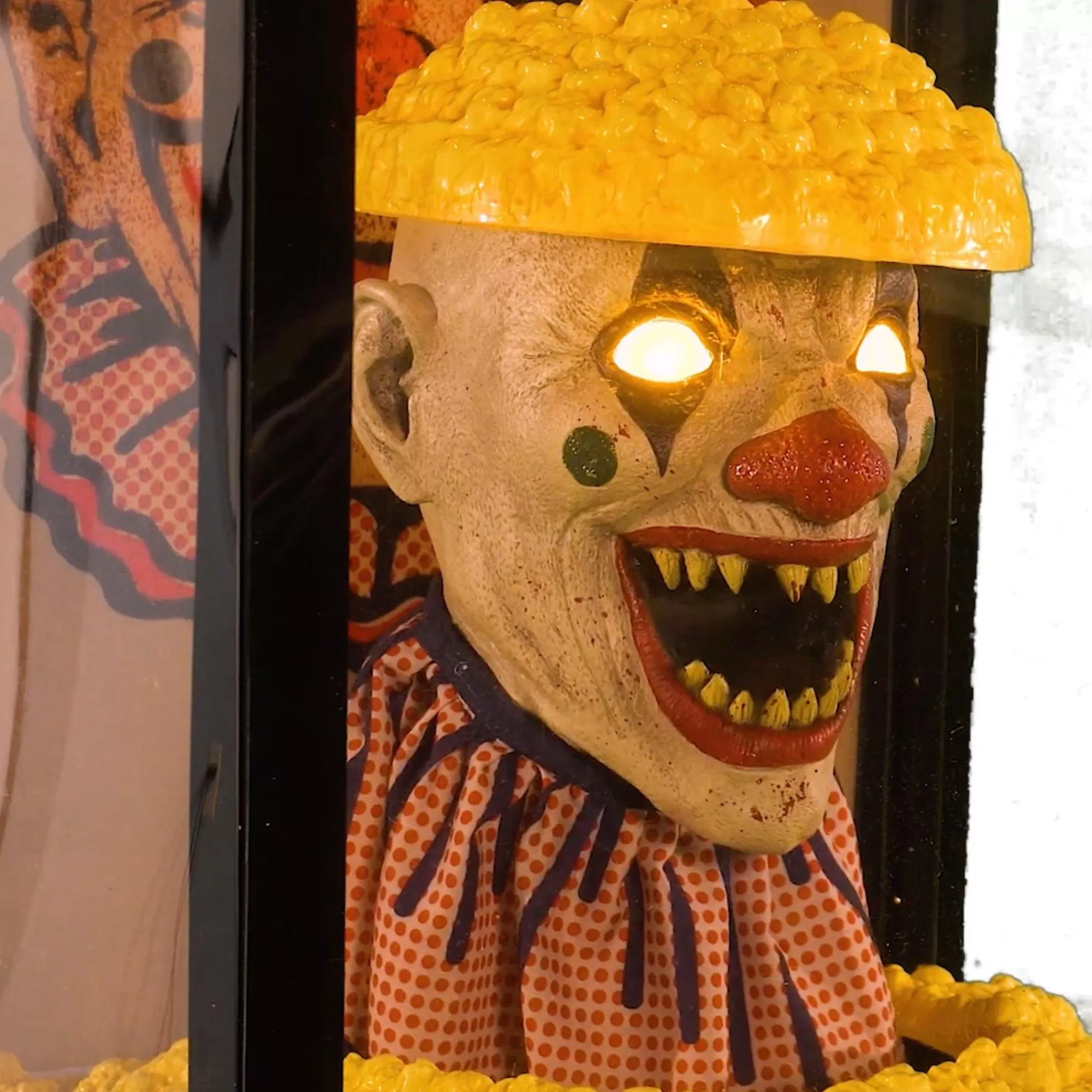 Party City Animatronics | Animatronic Light-Up Talking Circus Popcorn Pop-Out Clown, 5.6Ft - Halloween Decoration