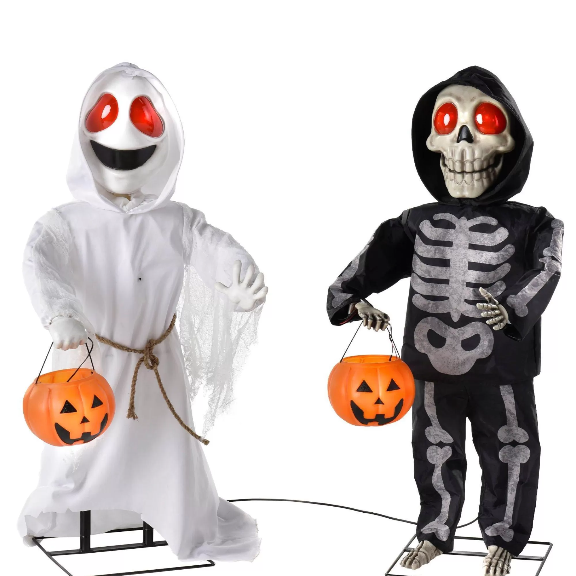 Party City Animatronics | Animatronic Light-Up Talking Ghost & Skeleton Trick-Or-Treaters Decoration, 21In X 36In