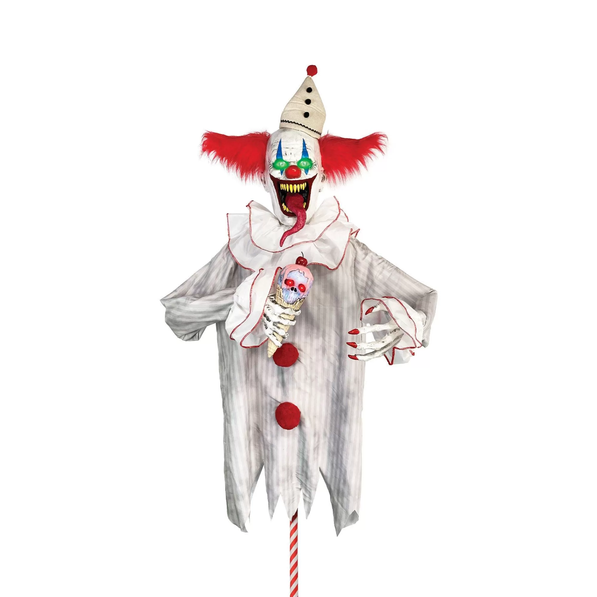 Party City Yard Stakes & Signs | Animatronic Light-Up Talking Ice Scream Clown Yard Stake, 7.5Ft - Halloween Decoration