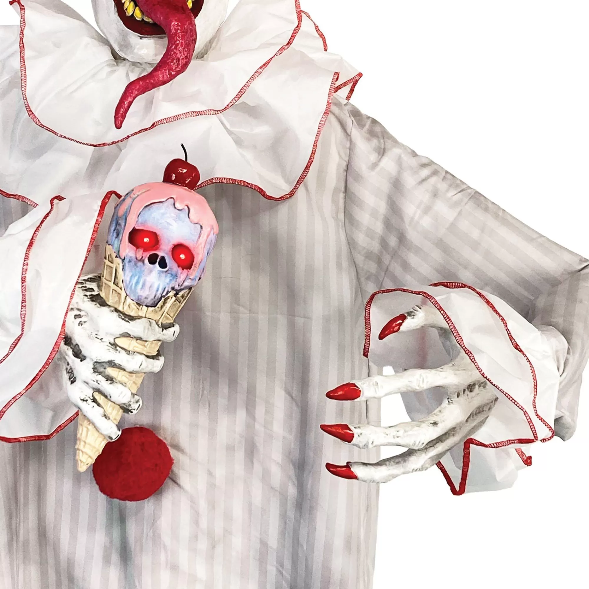 Party City Yard Stakes & Signs | Animatronic Light-Up Talking Ice Scream Clown Yard Stake, 7.5Ft - Halloween Decoration