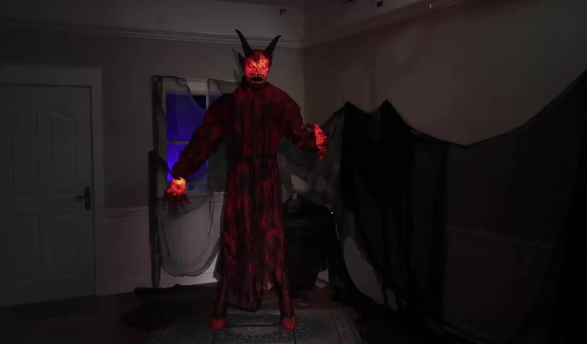 Party City Animatronics | Animatronic Light-Up Talking Lava Demon Decoration With Fog Effect, 7.5Ft