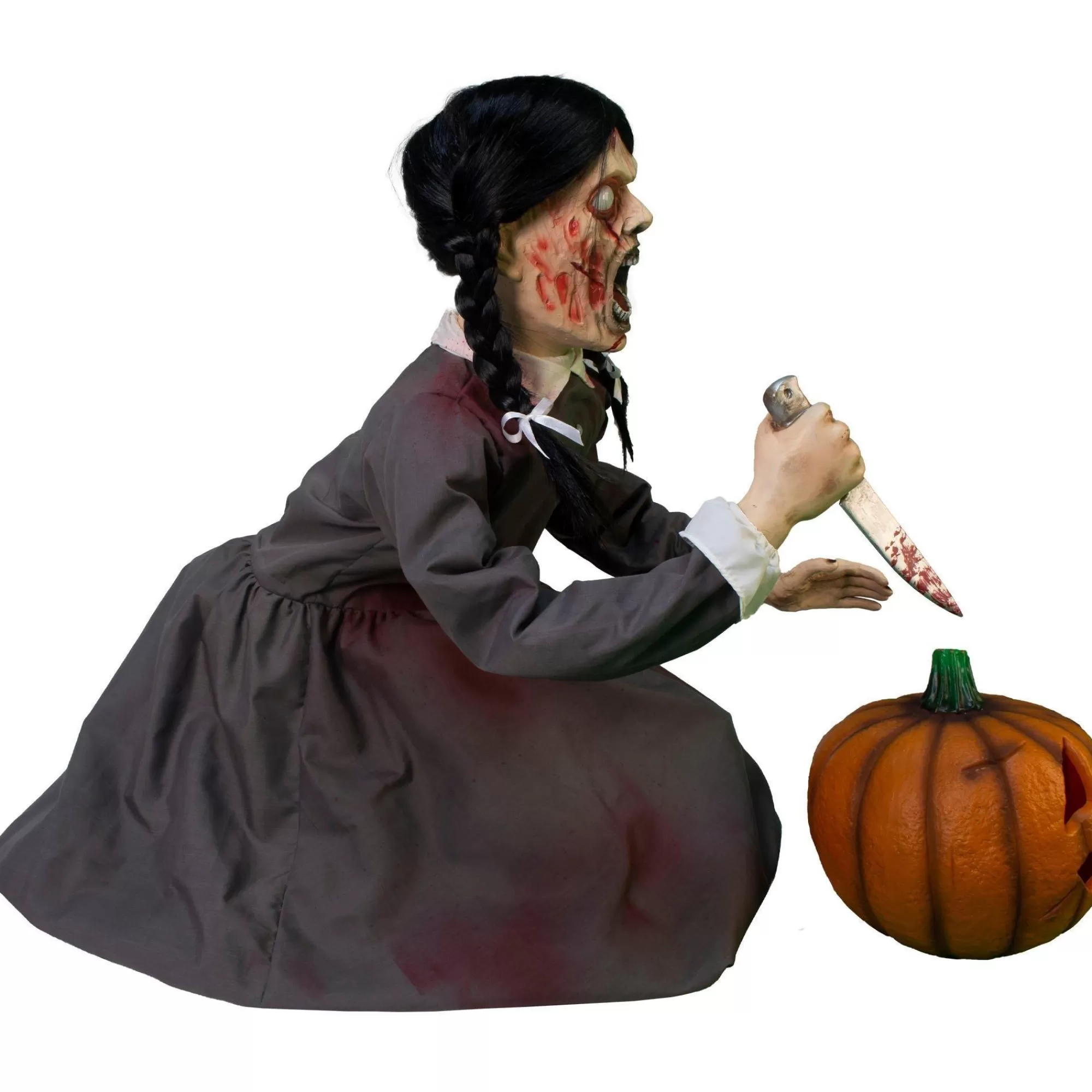 Party City Animatronics | Animatronic Light-Up Vengeful Vicky Pumpkin Carver Decoration, 22In X 36.8In