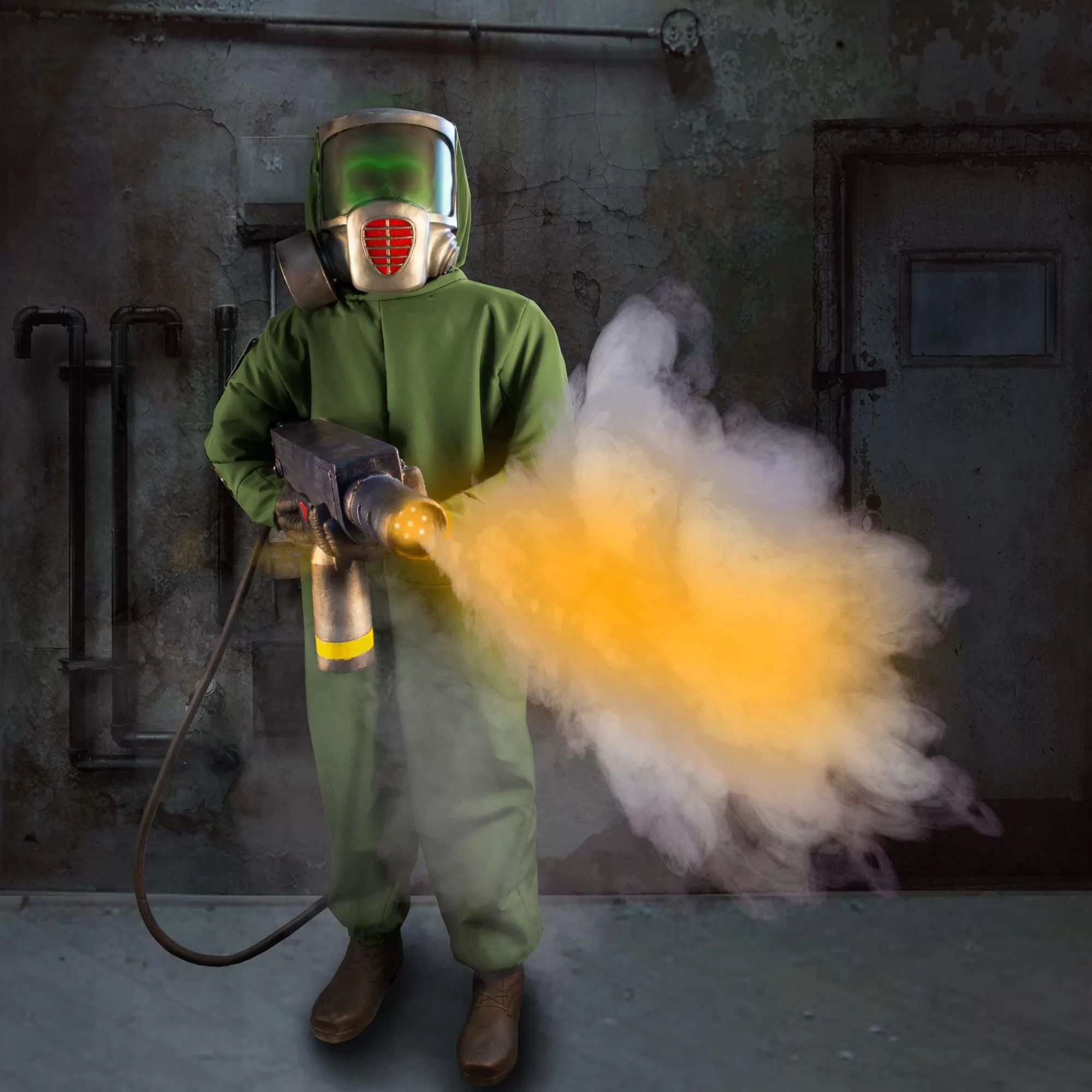 Party City Animatronics | Animatronic Light-Up Zombie Flamethrower Halloween Decoration With Sounds, 6.6Ft -The Exterminator