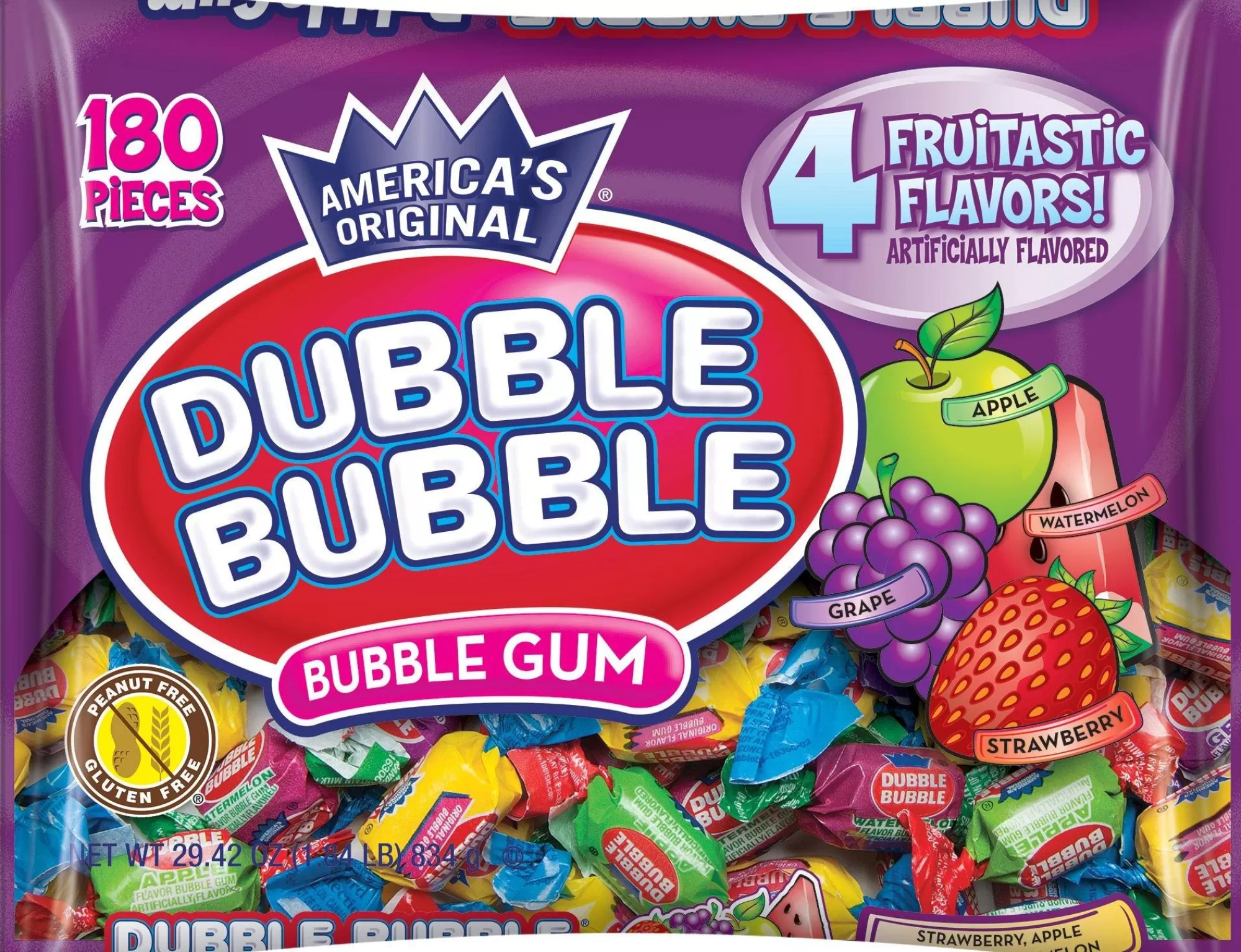 Dubble Bubble Bulk Candy-Assorted Fruit Gum 180Ct