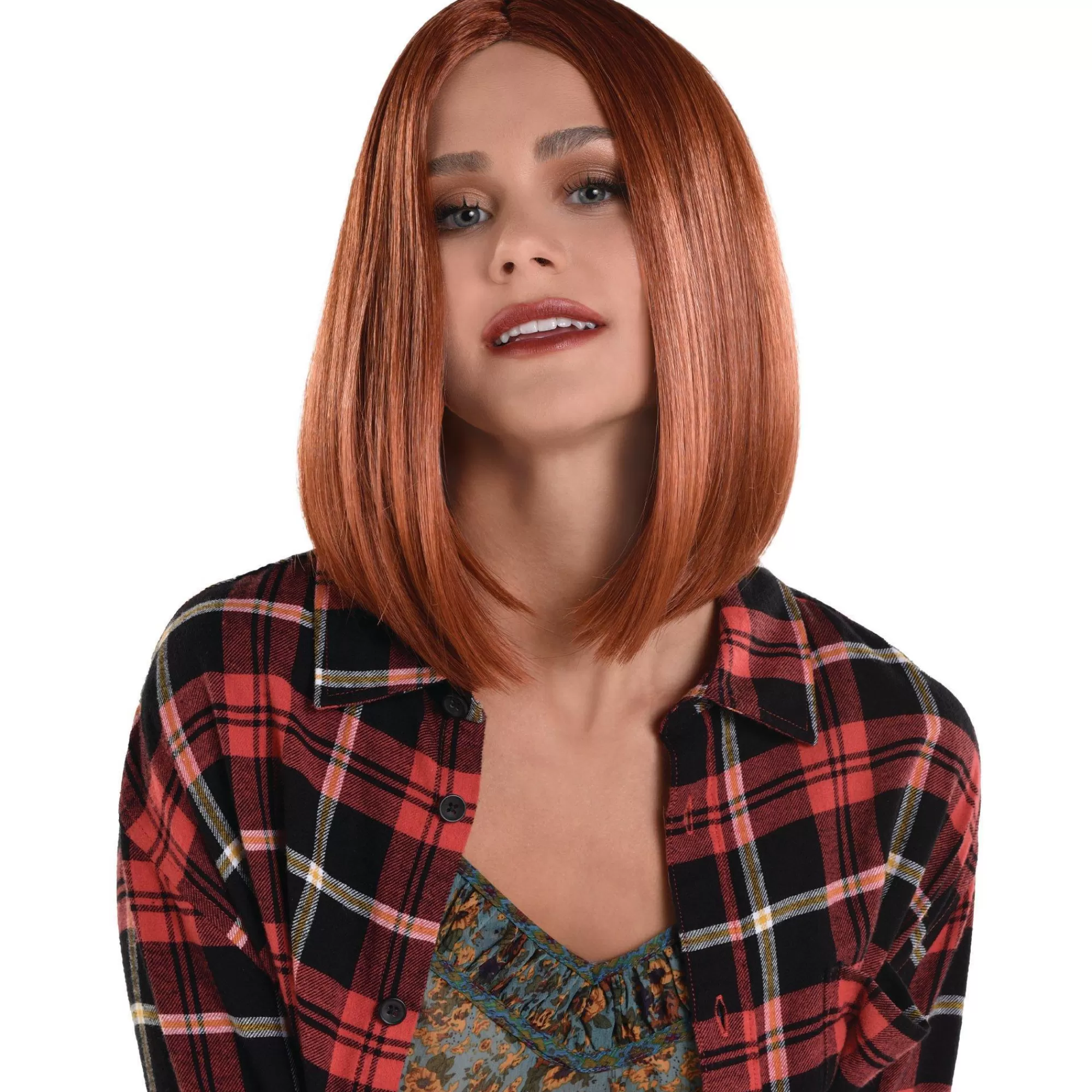 Party City Wigs-Auburn Red Long Bob Wig