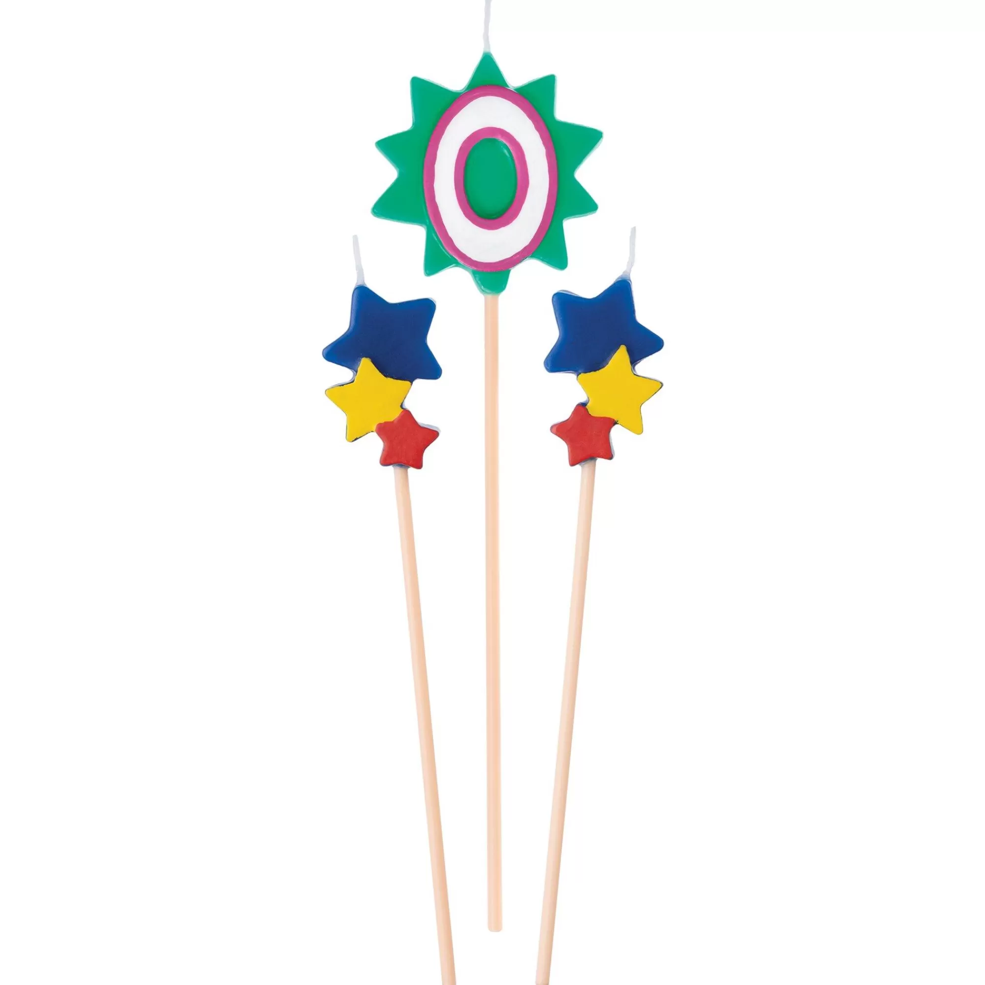 Party City Baking Supplies-Birthday Star Number (0) Candle Pick Set, 3Pc