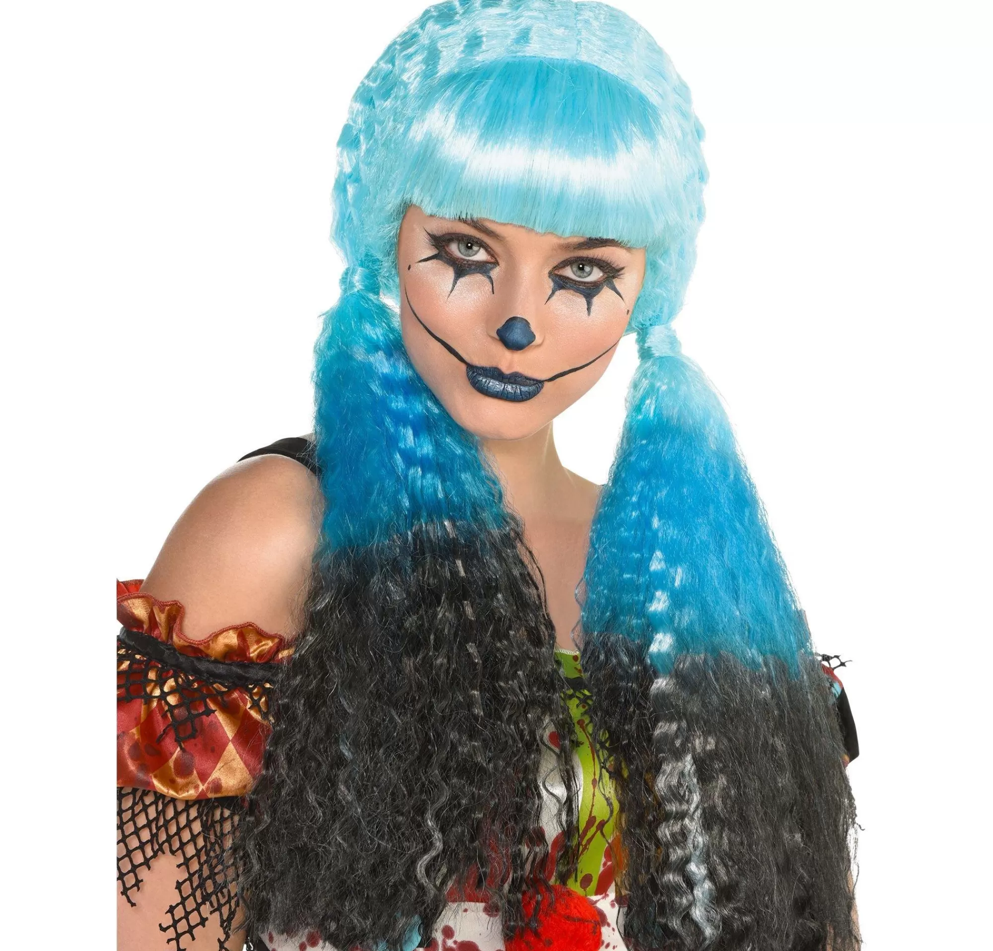 Party City Wigs-Black & Blue Clown Wig