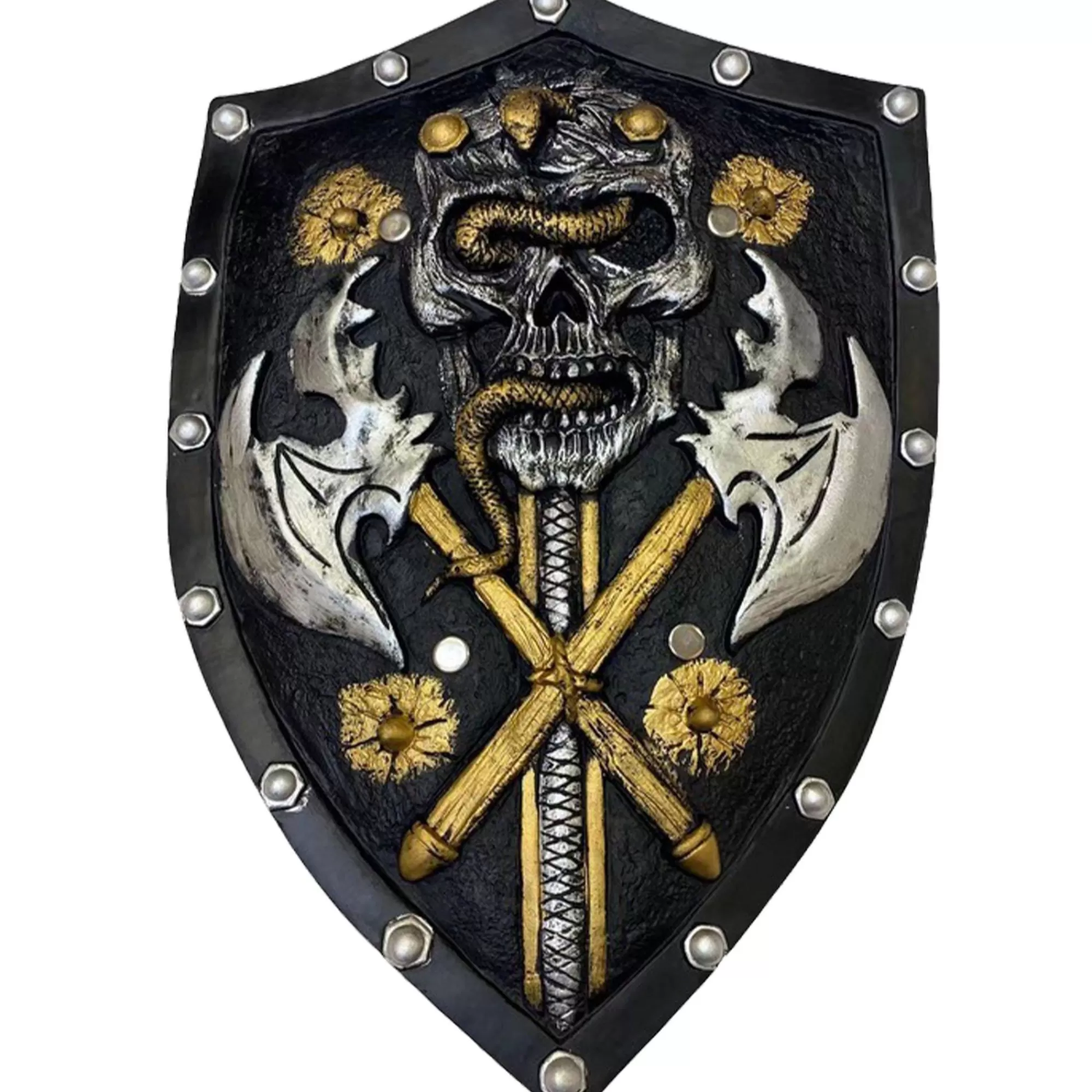 Party City Weapons | Black & Gold Dark Warrior Shield, 13In X 19In - High-Density Foam Prop