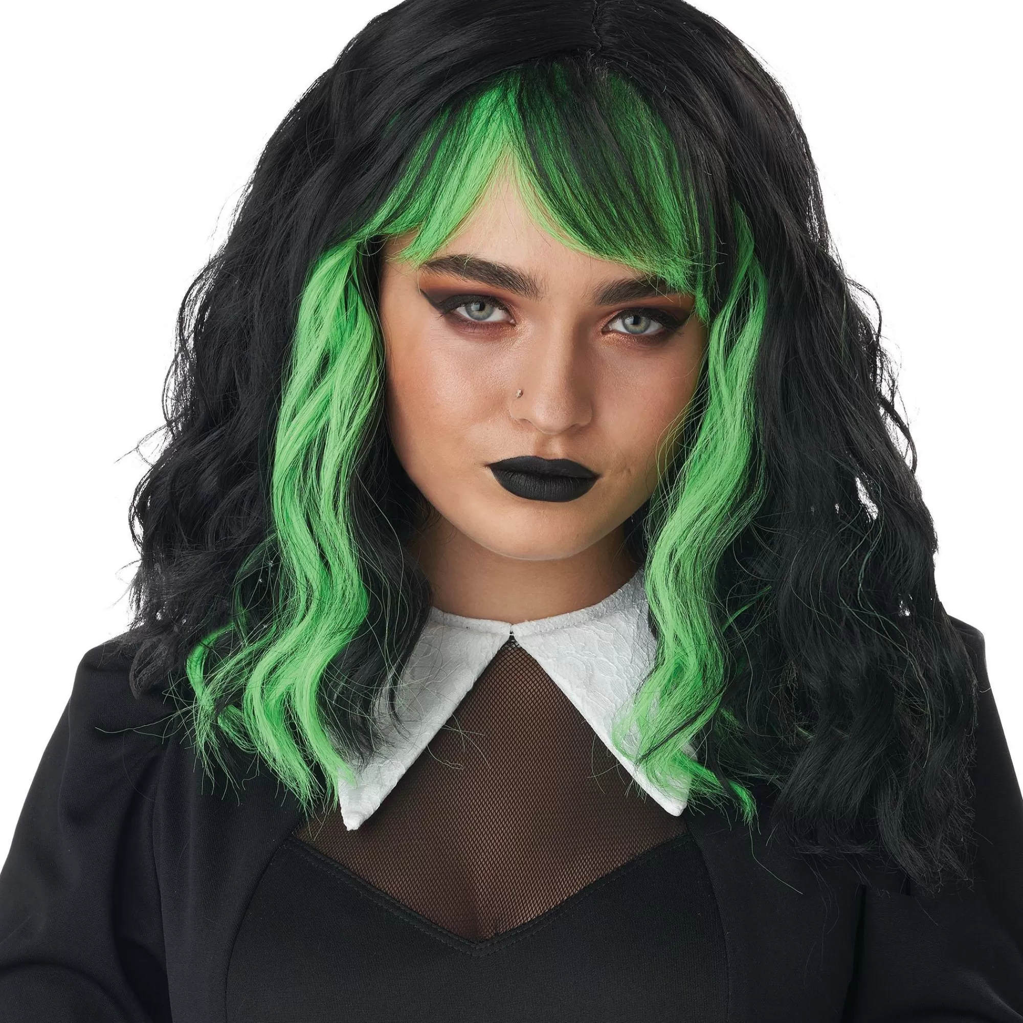 Party City Wigs-Black & Green Wig