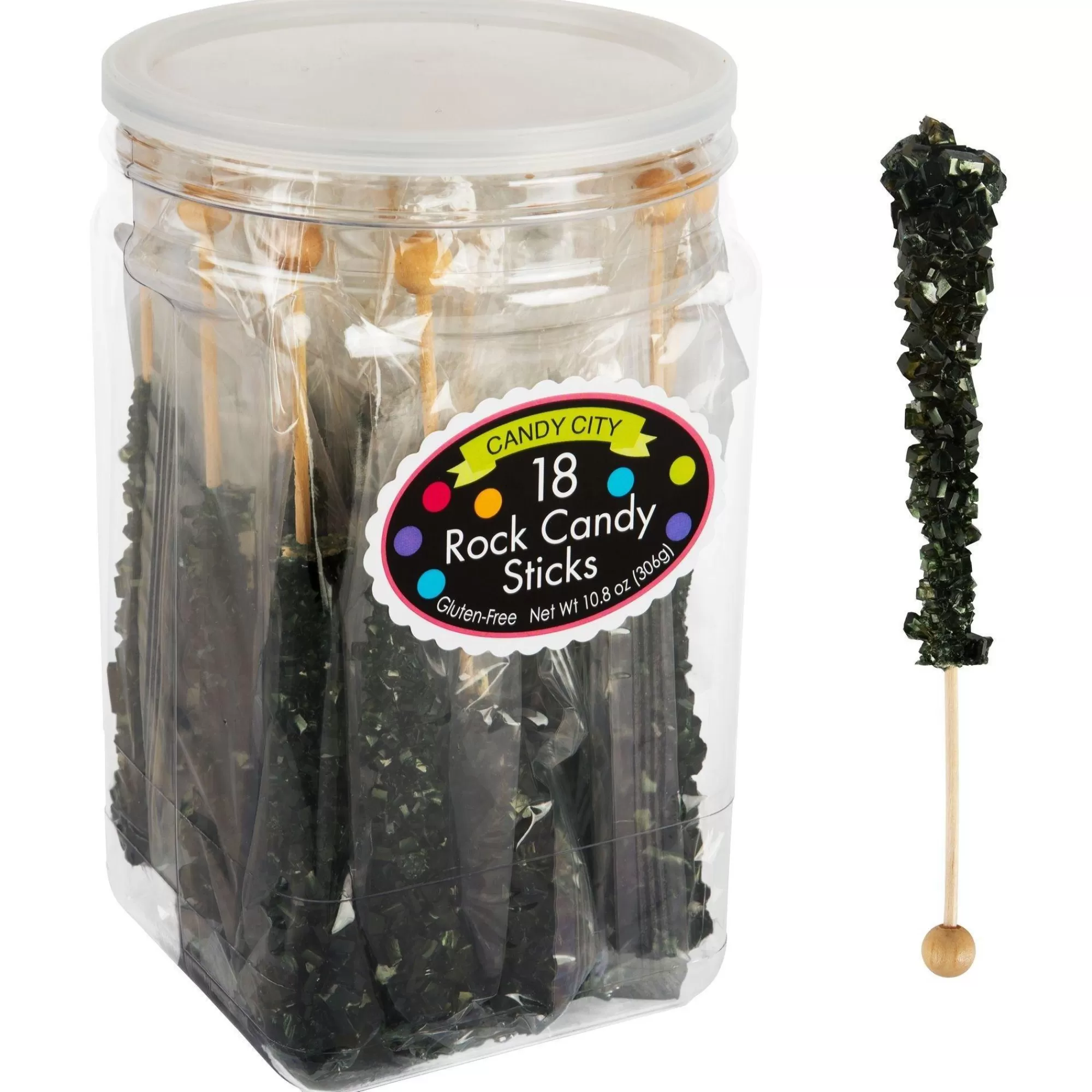 Party City Candy Buffet By Color-Black & Kiwi Green Team Colors Rock Candy Sticks, 36Ct - Cherry & Green Apple