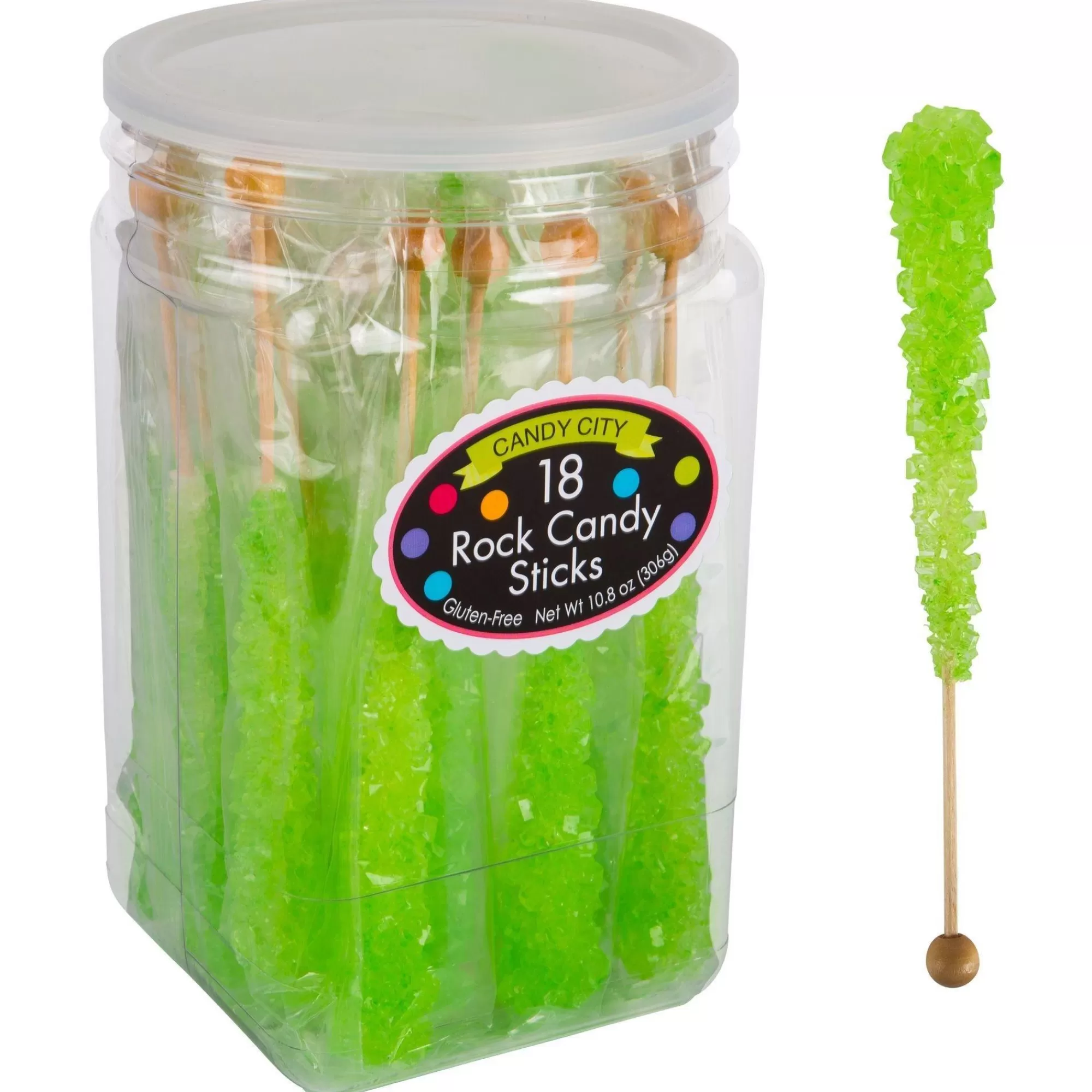 Party City Candy Buffet By Color-Black & Kiwi Green Team Colors Rock Candy Sticks, 36Ct - Cherry & Green Apple