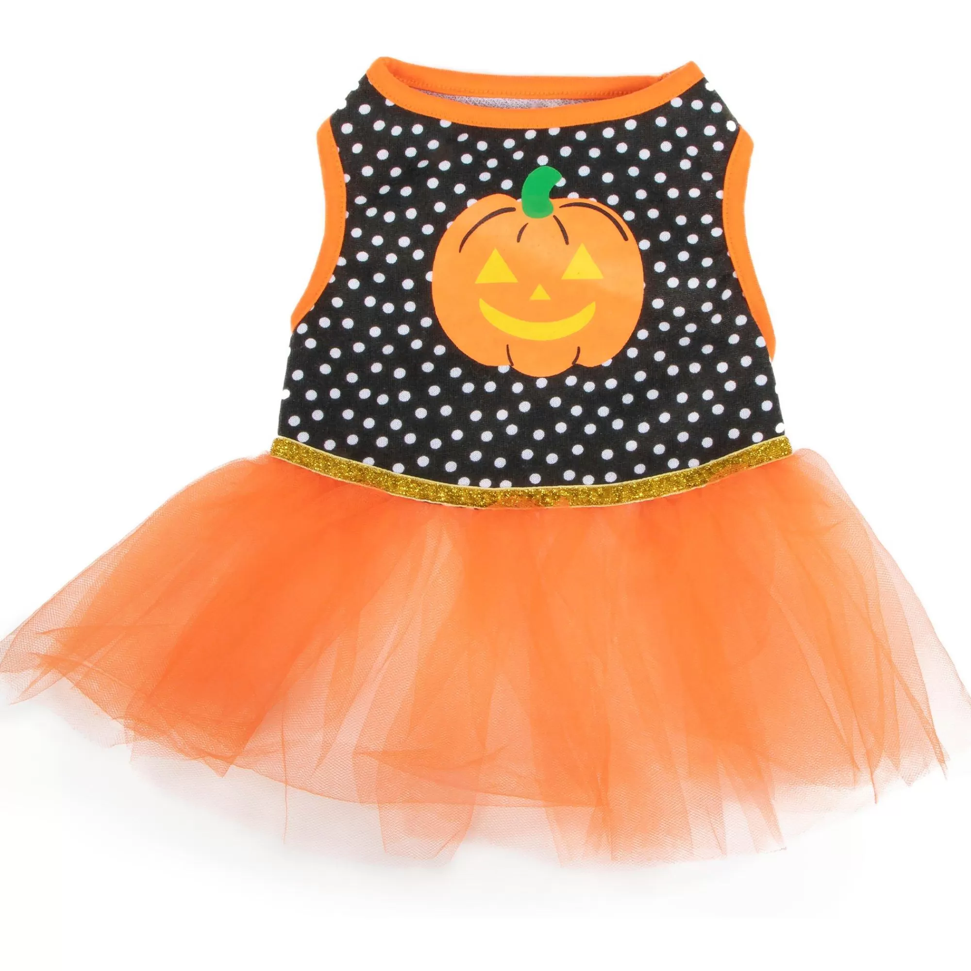 Party City Dog & Pet Costumes-Black & Orange Dot Jack-O'-Lantern Dog Tutu Dress