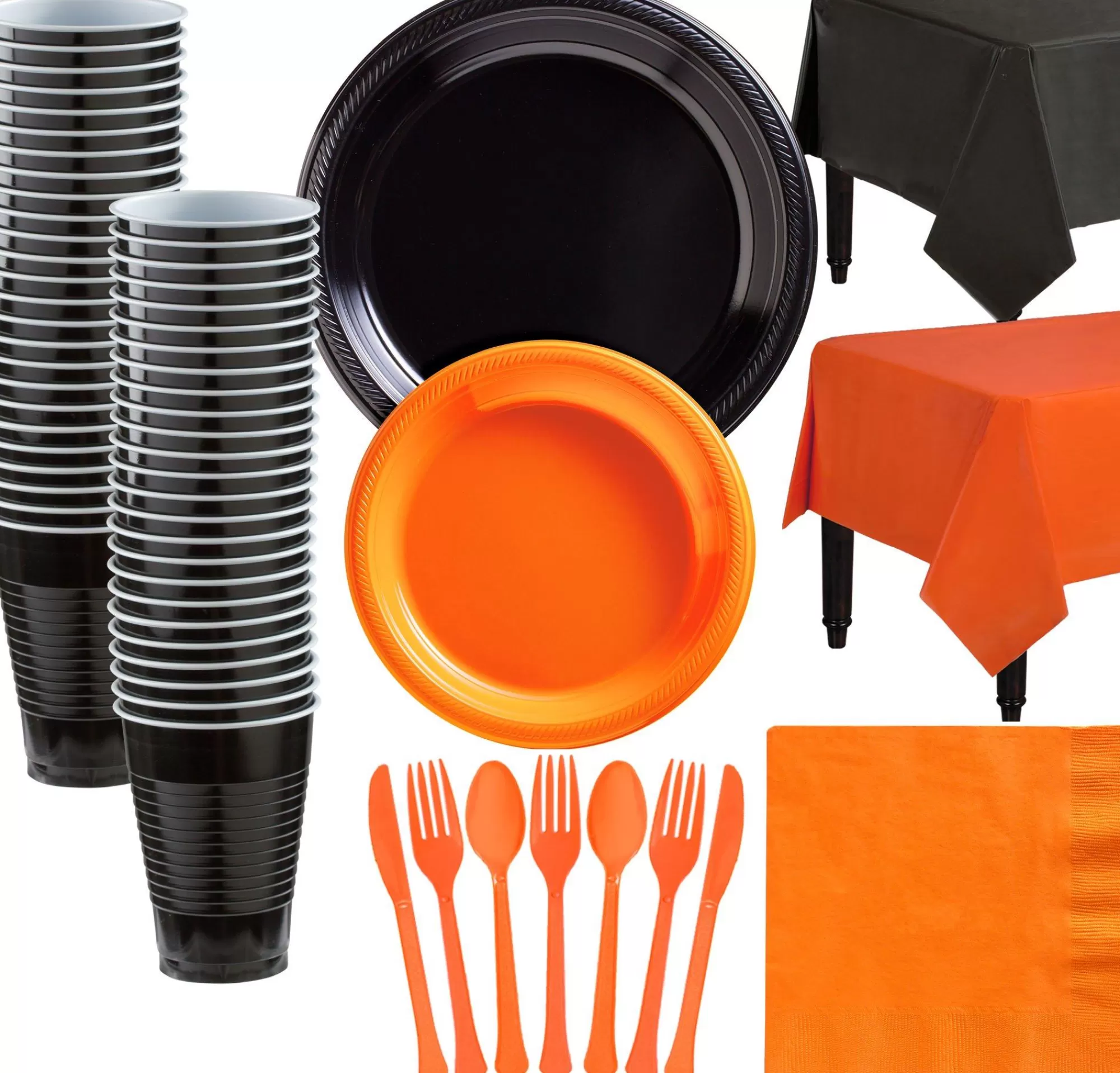 Party City The Nightmare Before Christmas | Black & Orange Plastic Tableware Kit For 50 Guests