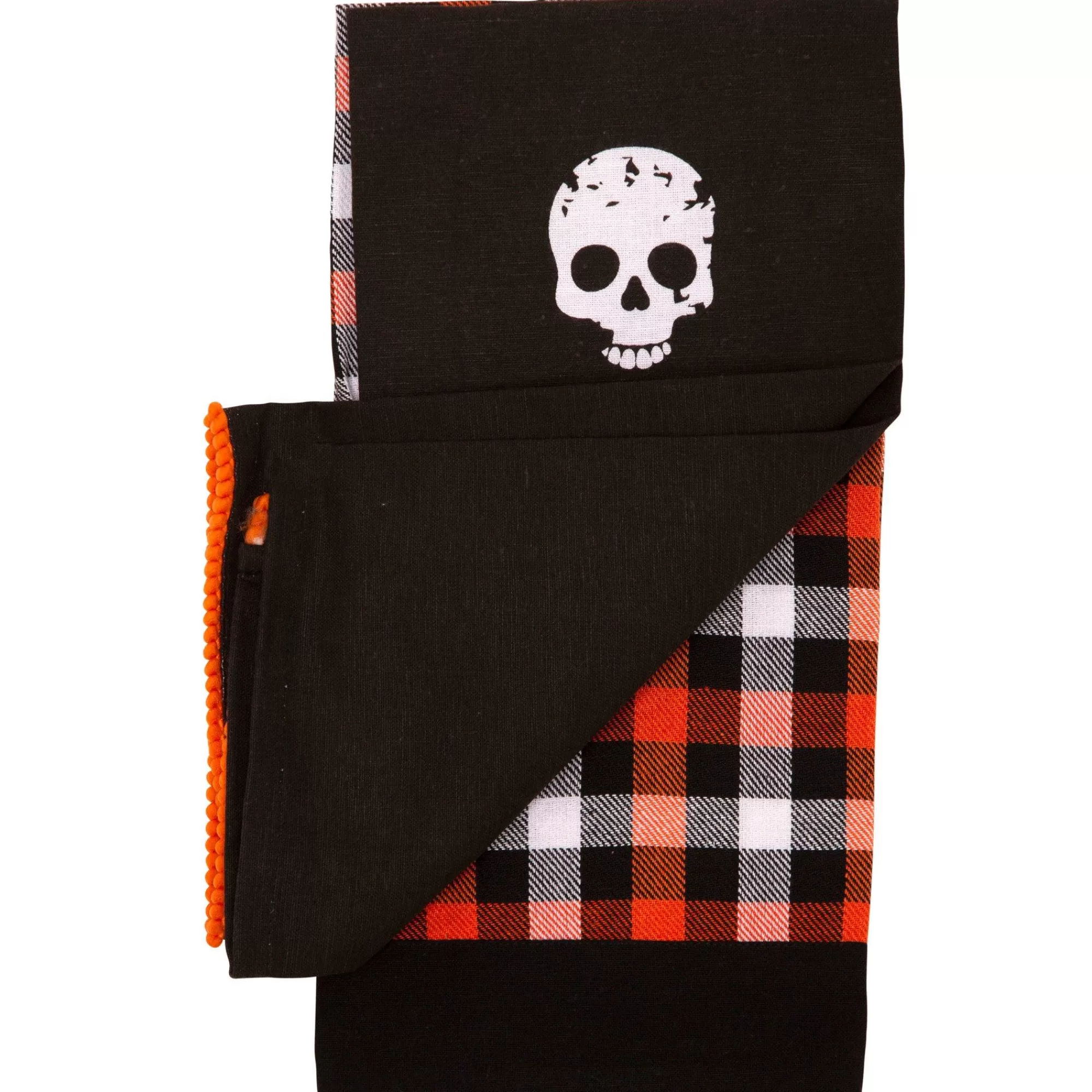 Party City Table Décor & Centerpieces | Black & Orange Skulls & Buffalo Plaid Fabric Kitchen Towels, 18In X 28In, 2Ct