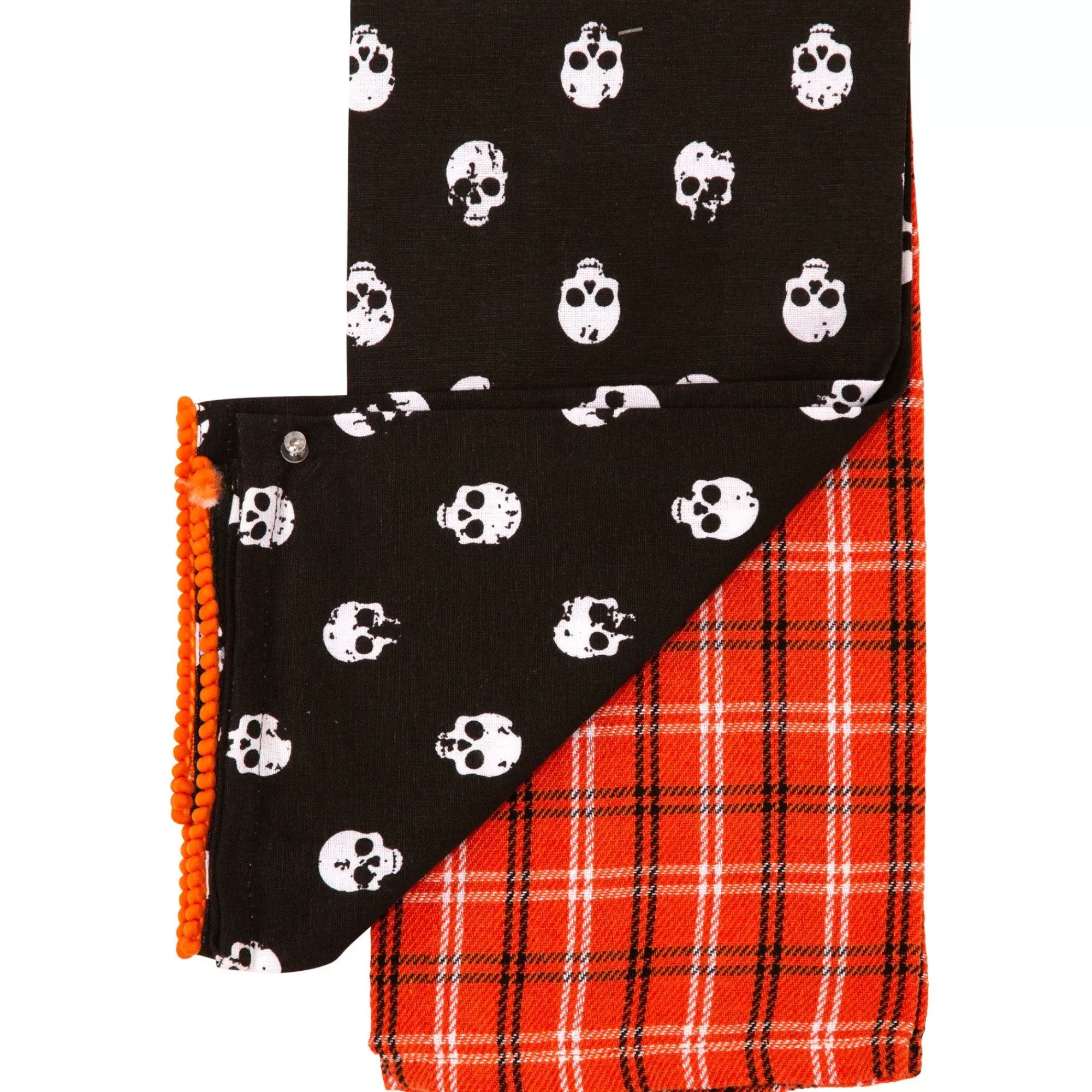 Party City Table Décor & Centerpieces | Black & Orange Skulls & Plaid Fabric Kitchen Towels, 18In X 28In, 2Ct