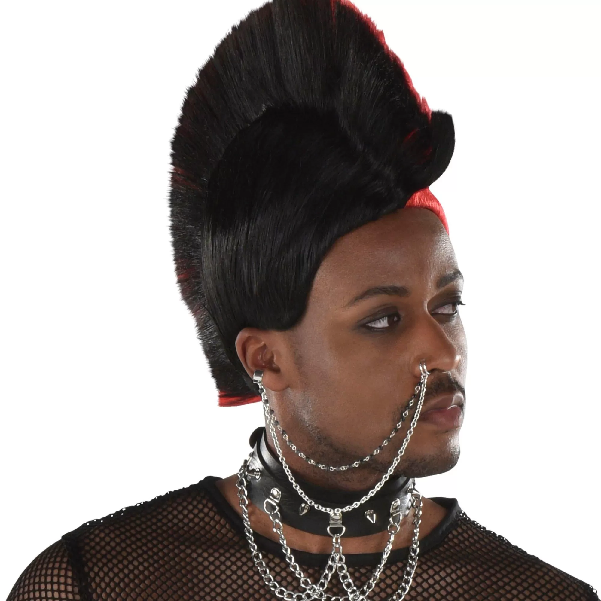 Party City Wigs-Black & Red Mohawk Wig