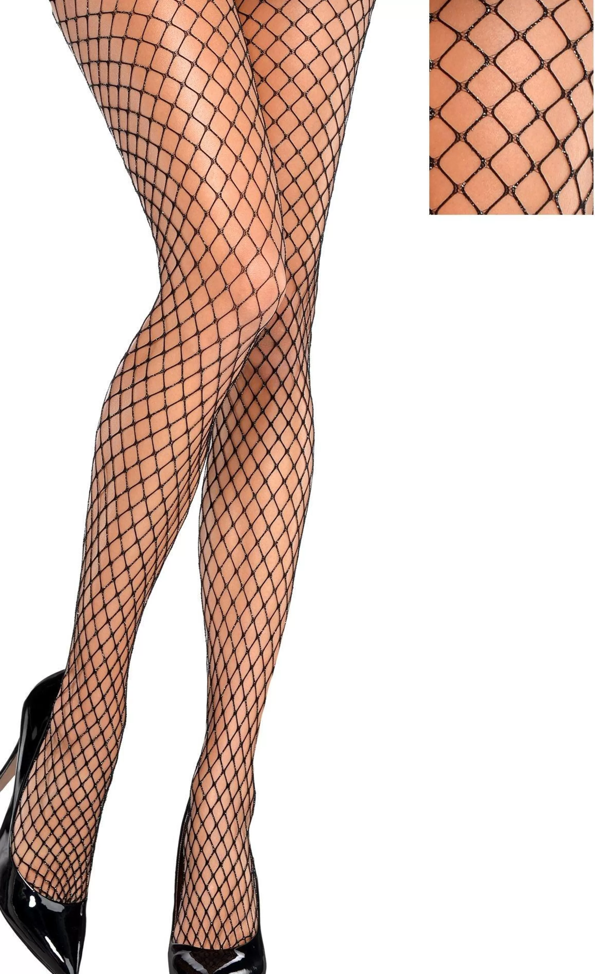 Party City Tights-Black & Silver Diamond Fishnet Stockings