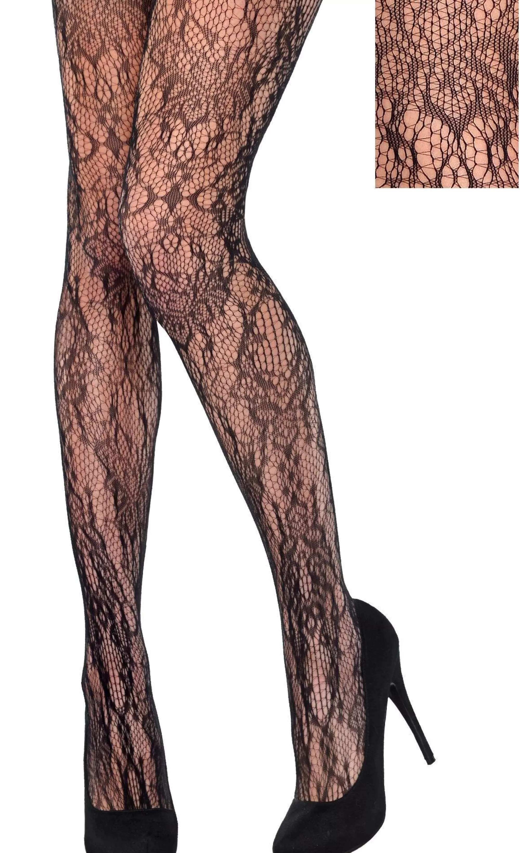 Party City Tights-Black Baroque Lace Stockings