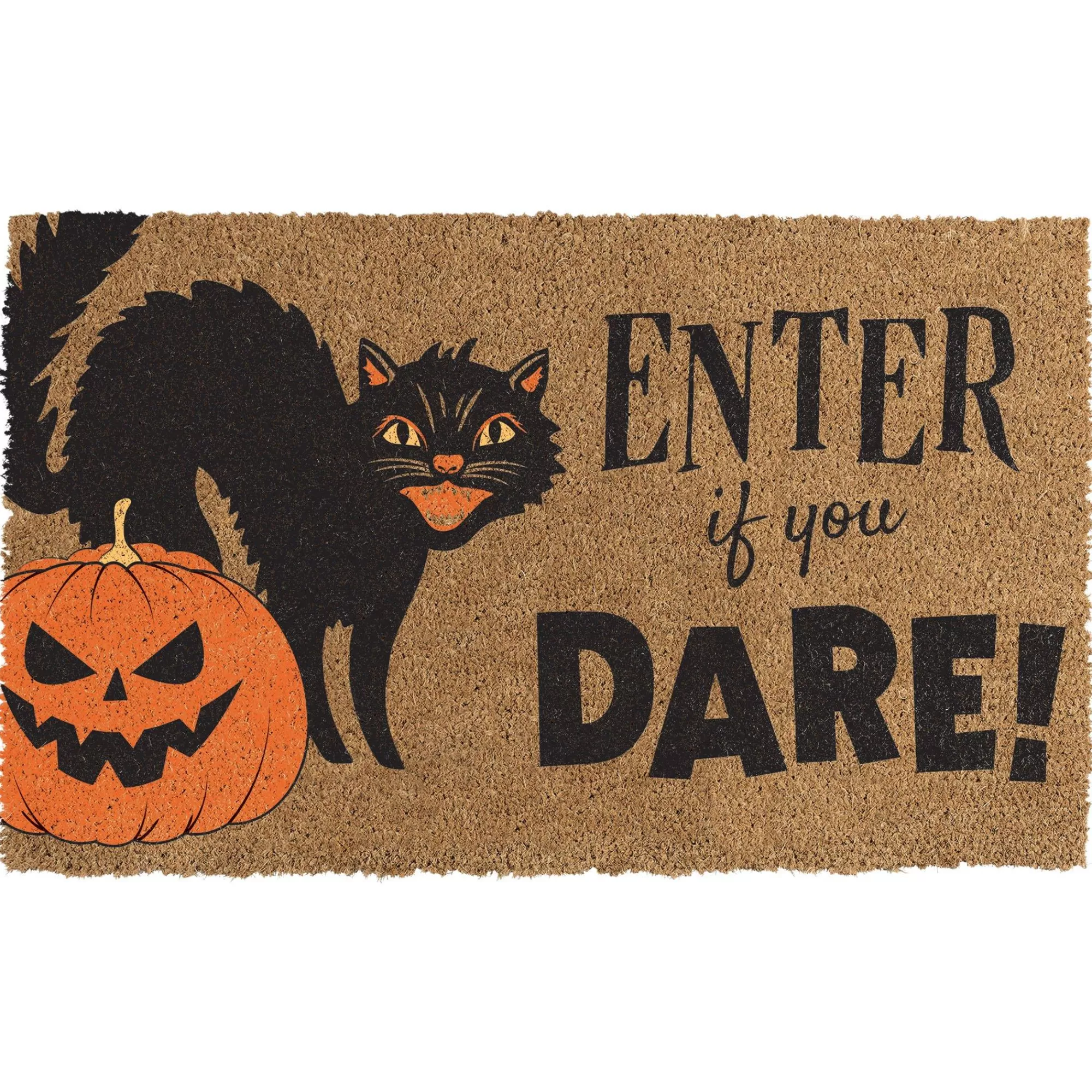 Party City Home Décor | Black Cat Halloween Coir Doormat, 29.5In X 17.75In