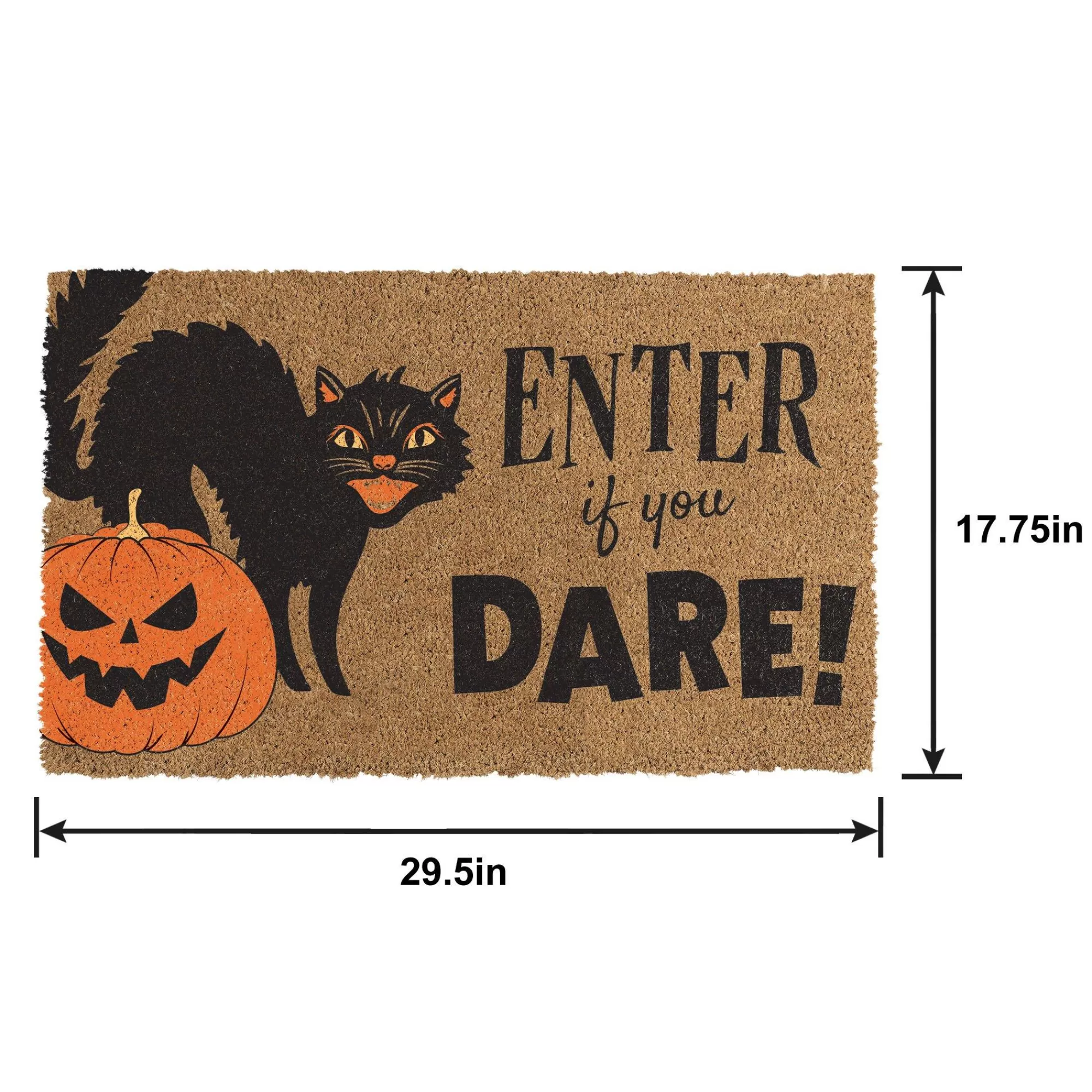 Party City Home Décor | Black Cat Halloween Coir Doormat, 29.5In X 17.75In