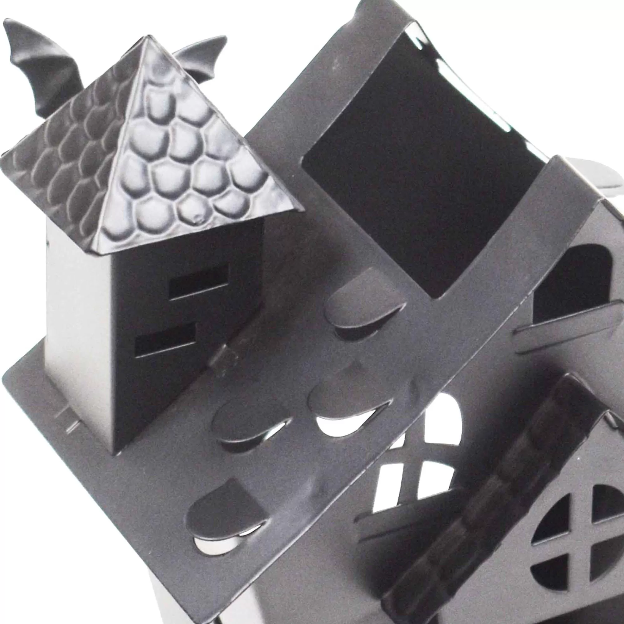 Party City Table Décor & Centerpieces | Black Crooked Haunted House Metal Tea Light Candle Holder, 6.5In - Halloween Decoration