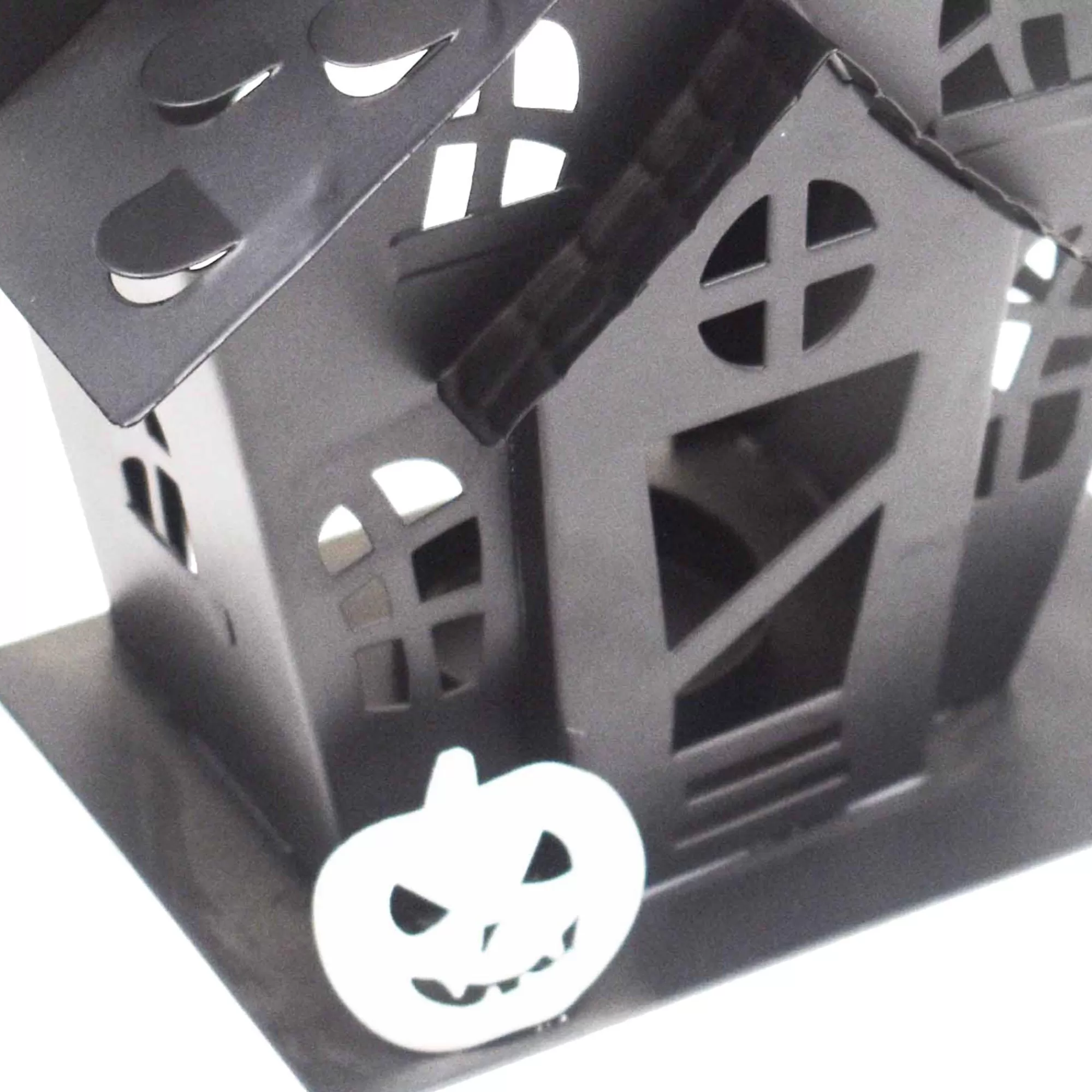 Party City Home Décor | Black Crooked Haunted House Metal Tea Light Candle Holder, 6.5In - Halloween Decoration