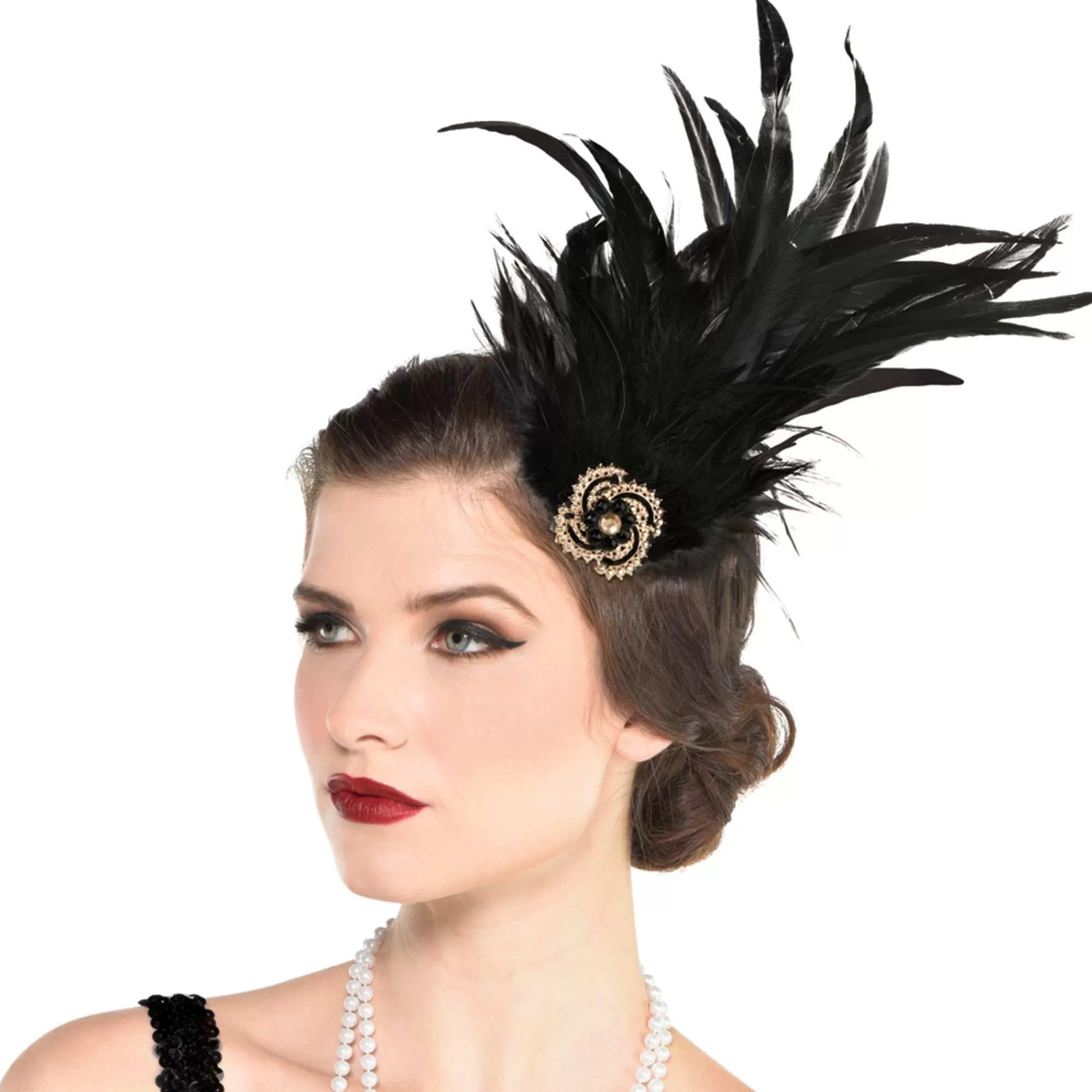 Party City Headbands, Tails-Black Feather Flapper Headpiece