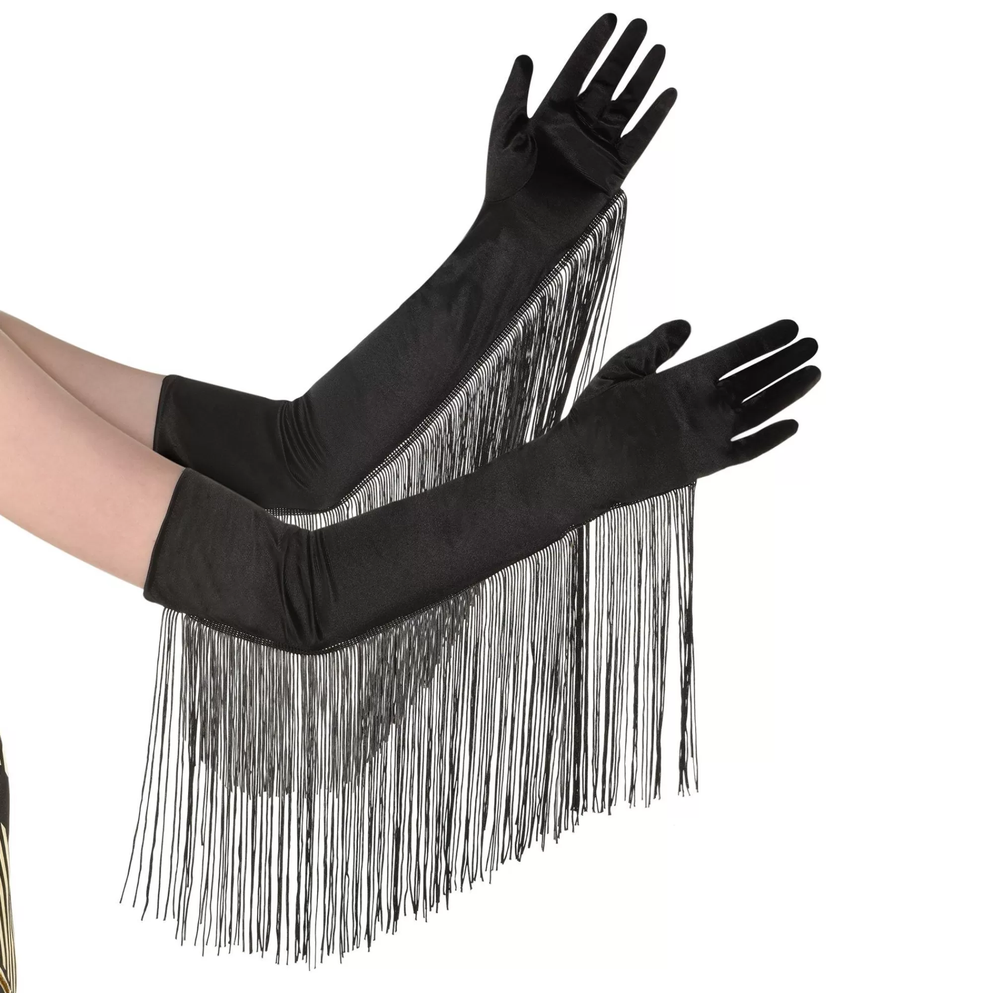 Party City Gloves-Black Fringe Elbow Gloves