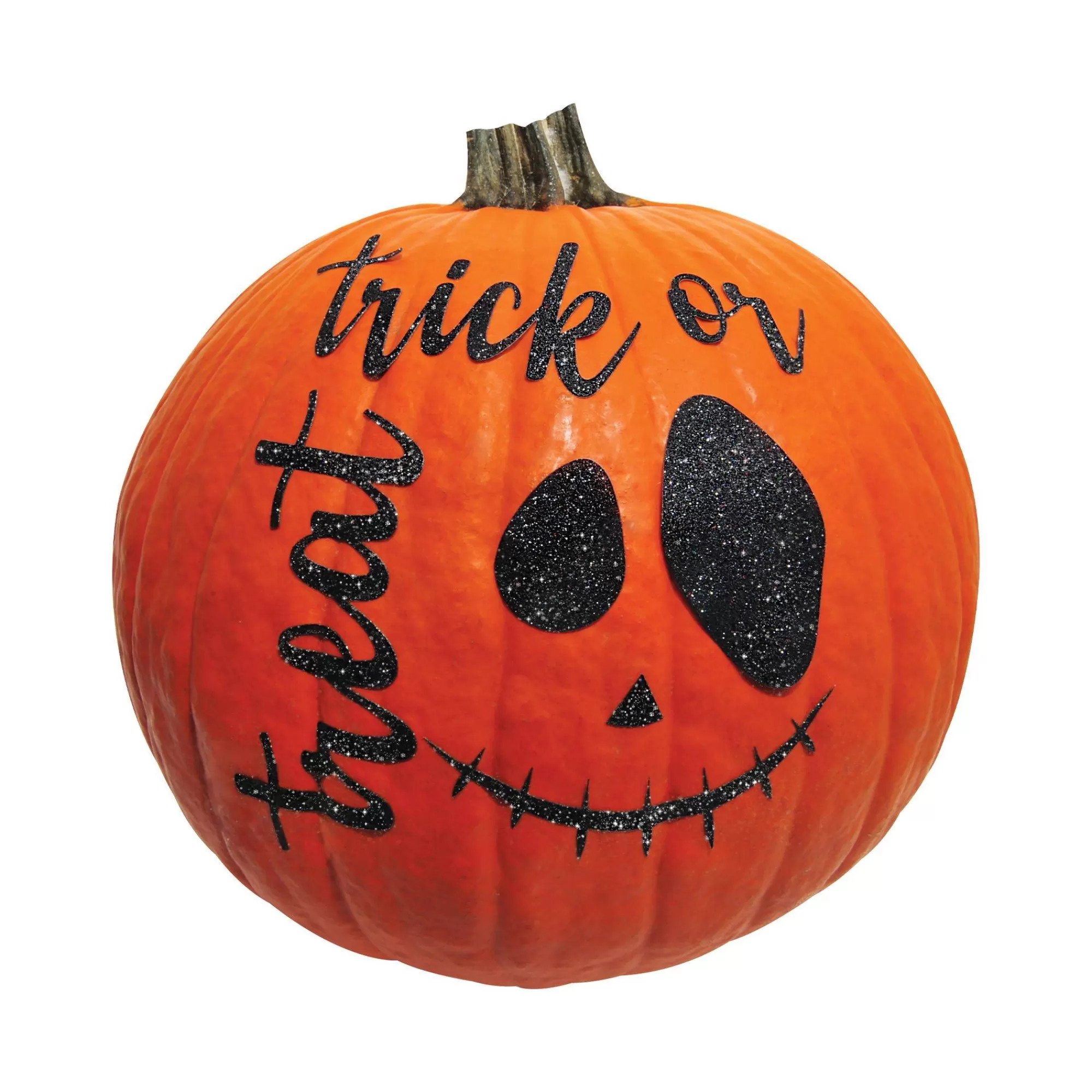 Party City Pumpkin Carving Kits | Black Glitter Trick-Or-Treat Halloween Pumpkin Sticker, 2Pc