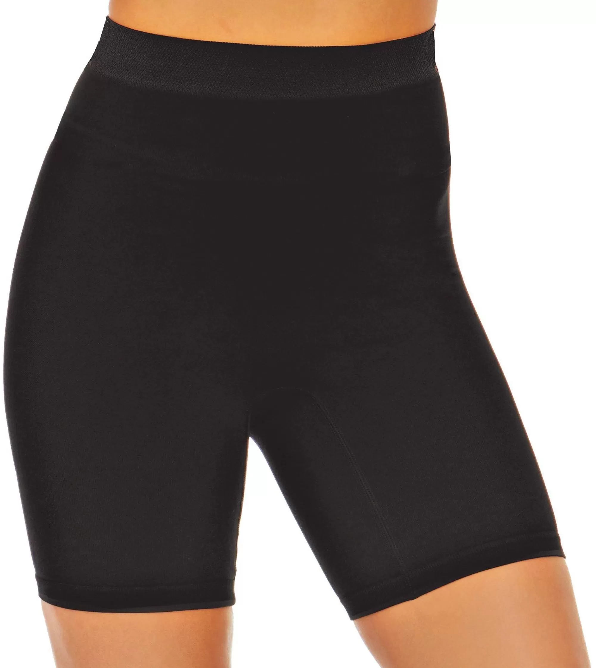 Party City Bodywear-Black High-Waist Mid-Thigh Shapewear Shorts For Adults