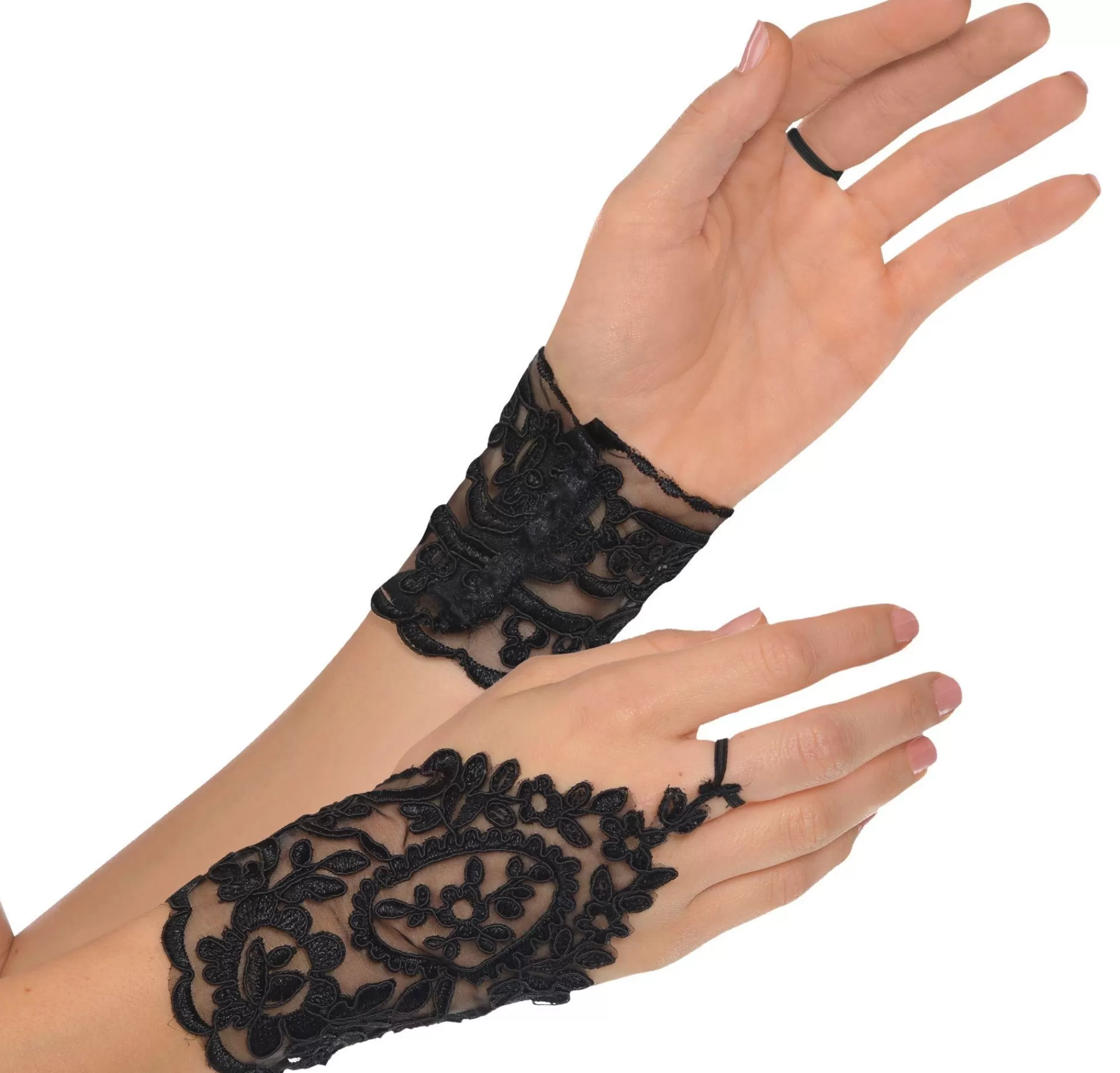 Party City Gloves-Black Lace Glovelettes