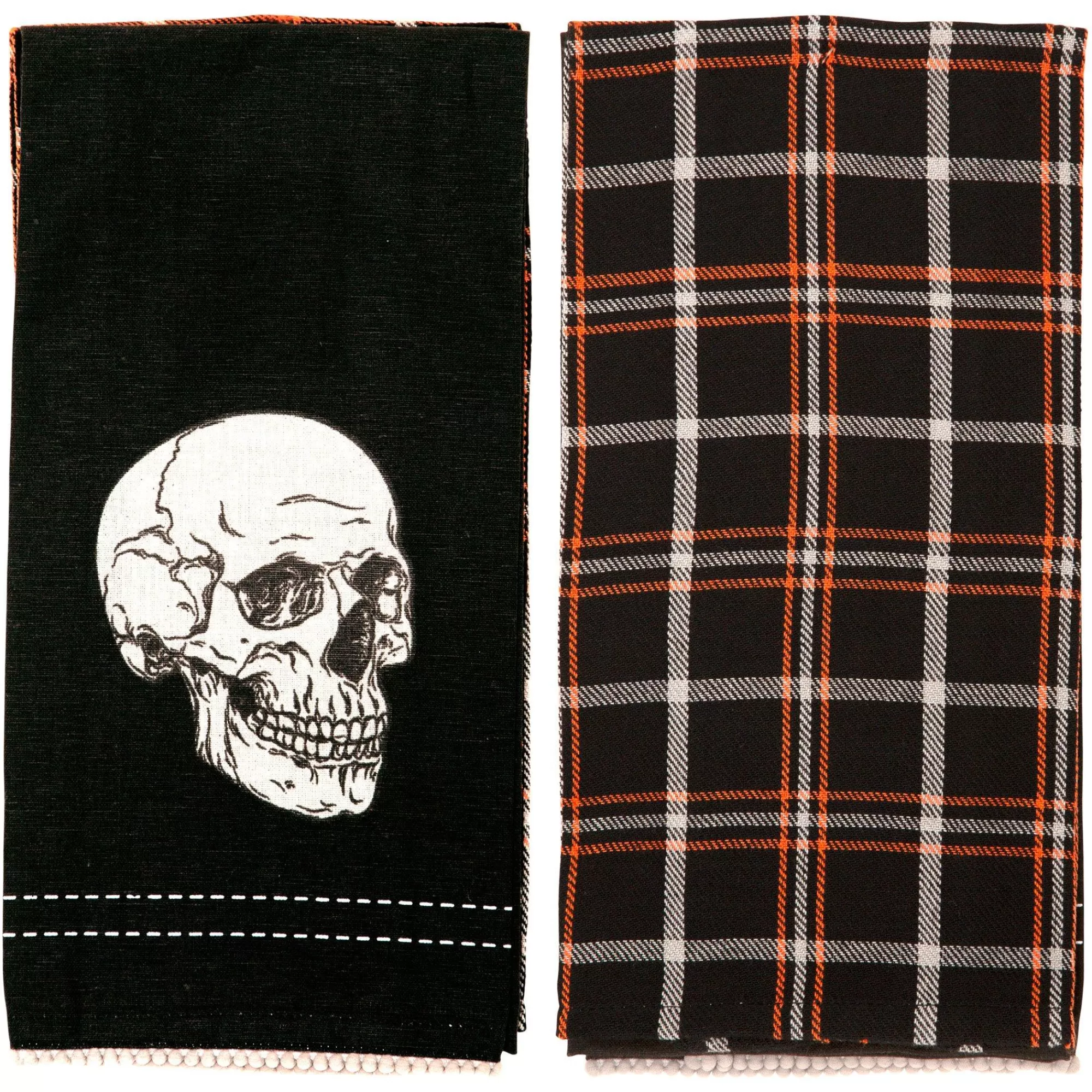 Party City Table Décor & Centerpieces | Black Large Skull & Plaid Fabric Kitchen Towels, 18In X 28In, 2Ct