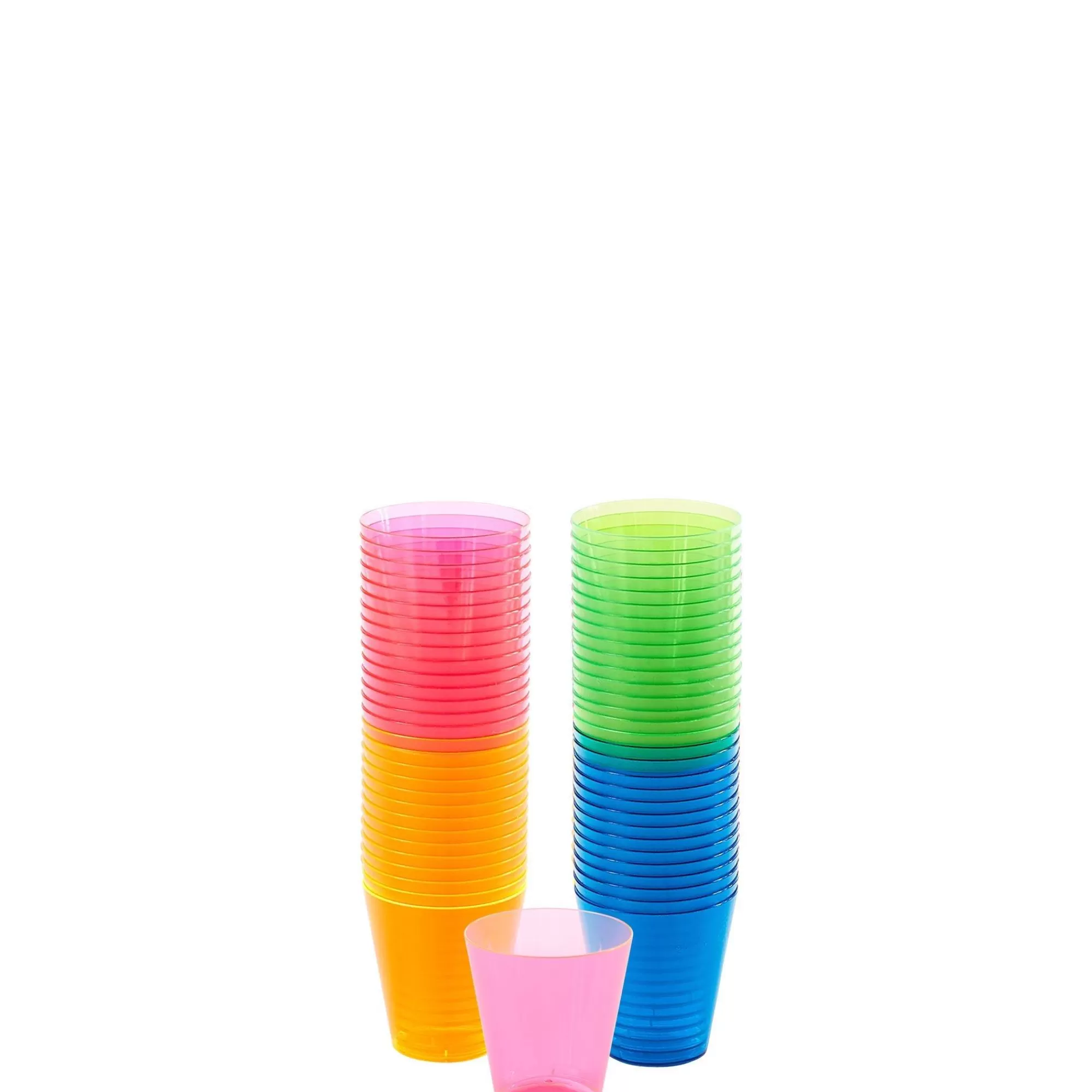 Party City Creepy Carnival | Black Light Assorted Neon Plastic Shot Glasses, 2Oz, 100Ct