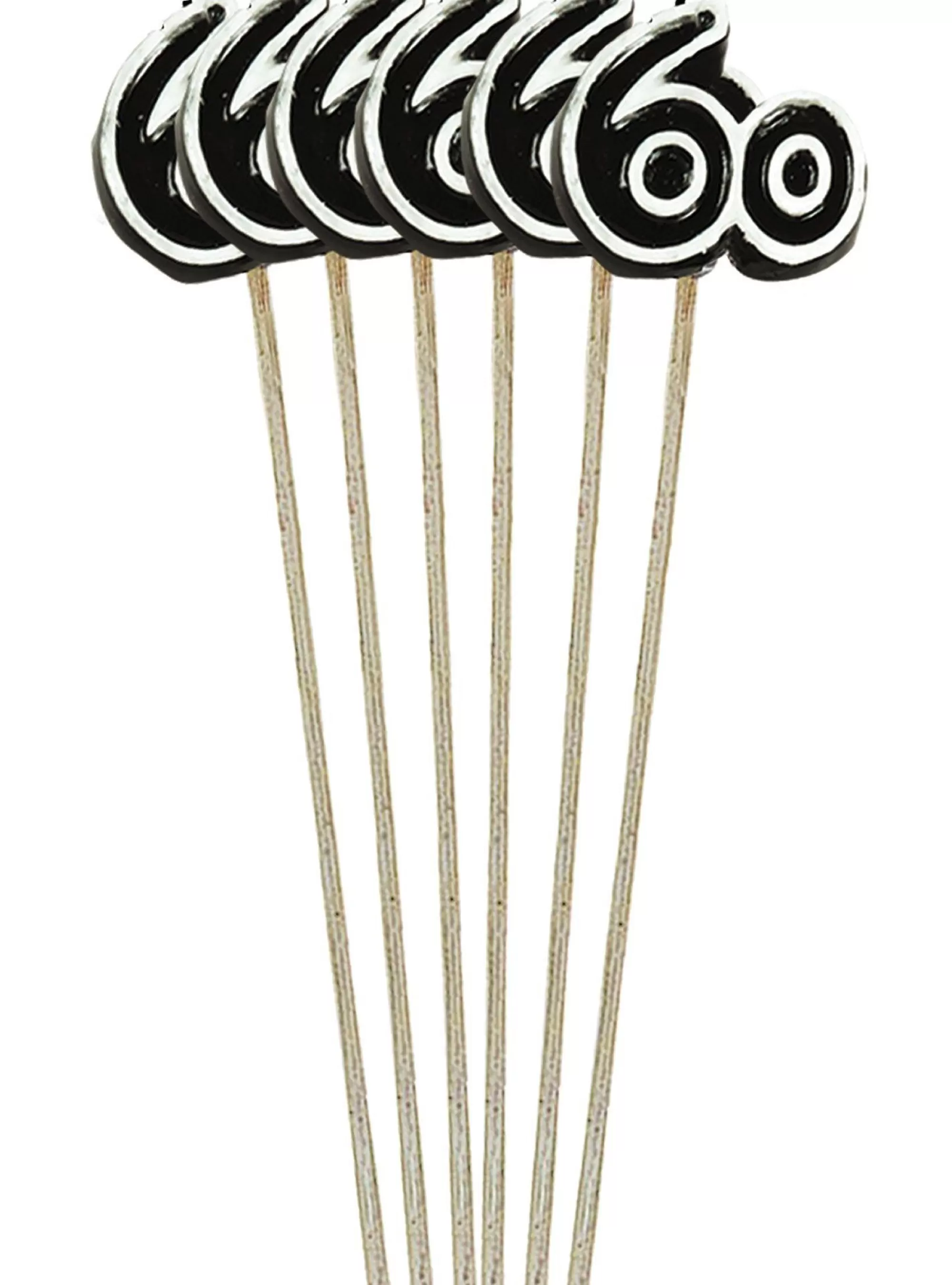 Party City Baking Supplies-Black Number 60 Birthday Toothpick Candles 6Ct