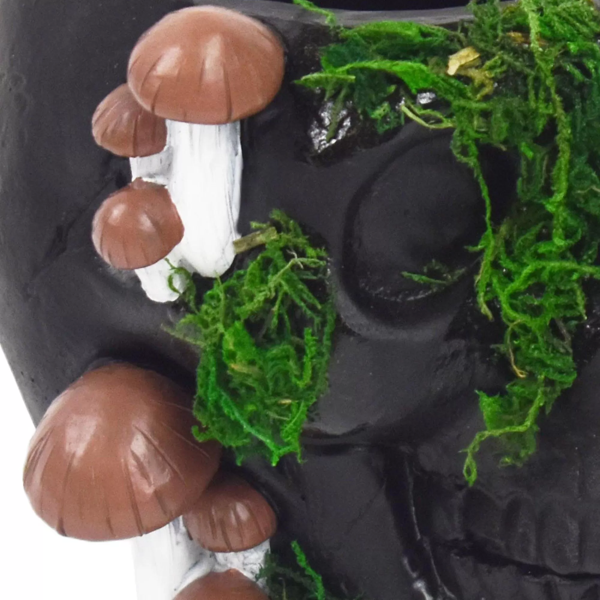 Party City Table Décor & Centerpieces | Black Resin & Moss Skull & Mushroom Planter, 7.25In