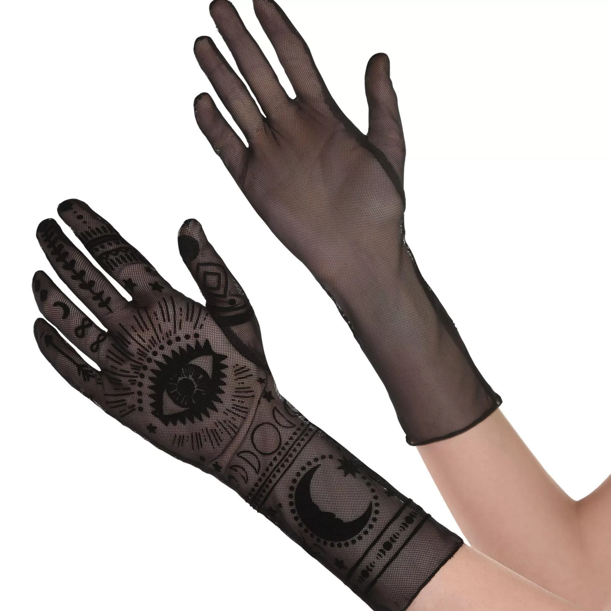 Party City Gloves-Black Sheer Mystic's Celestial Gloves