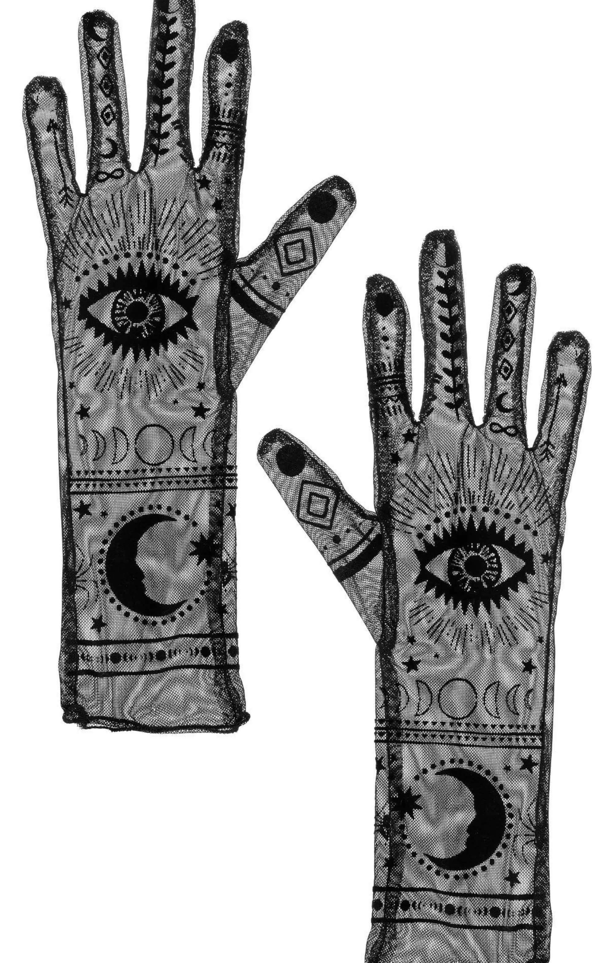 Party City Gloves-Black Sheer Mystic's Celestial Gloves