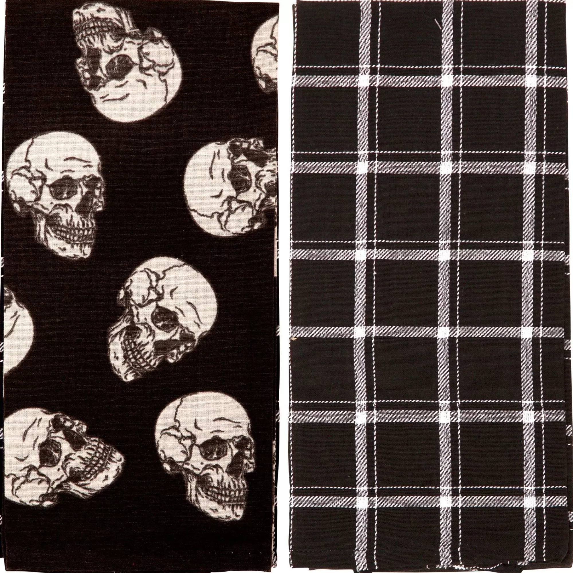 Party City Table Décor & Centerpieces | Black Skulls & Plaid Fabric Kitchen Towels, 18In X 28In, 2Ct