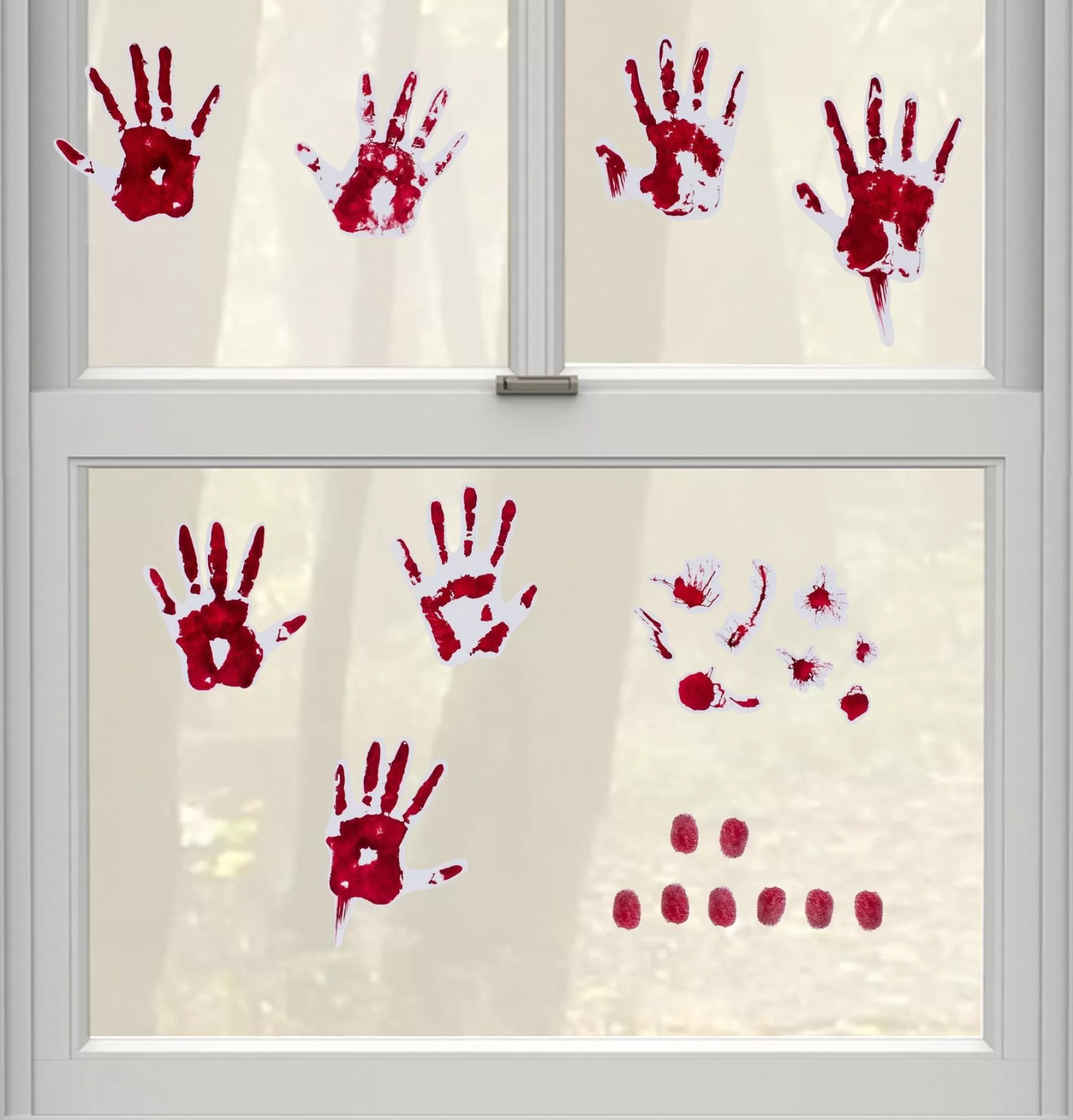 Party City Window & Wall Décor | Bloody Hand Print Wall Decals 19Pc