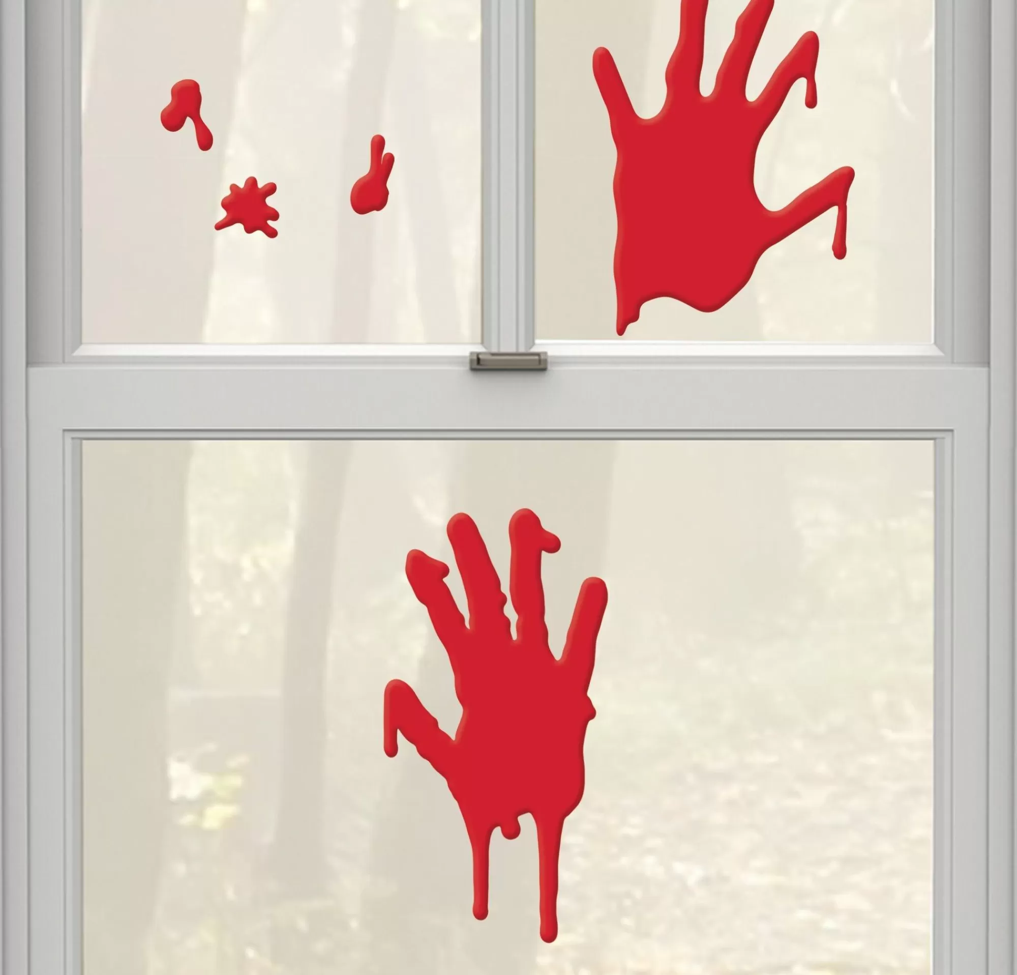 Party City Decorations | Bloody Hands Gel Cling Decals 5Ct - Asylum