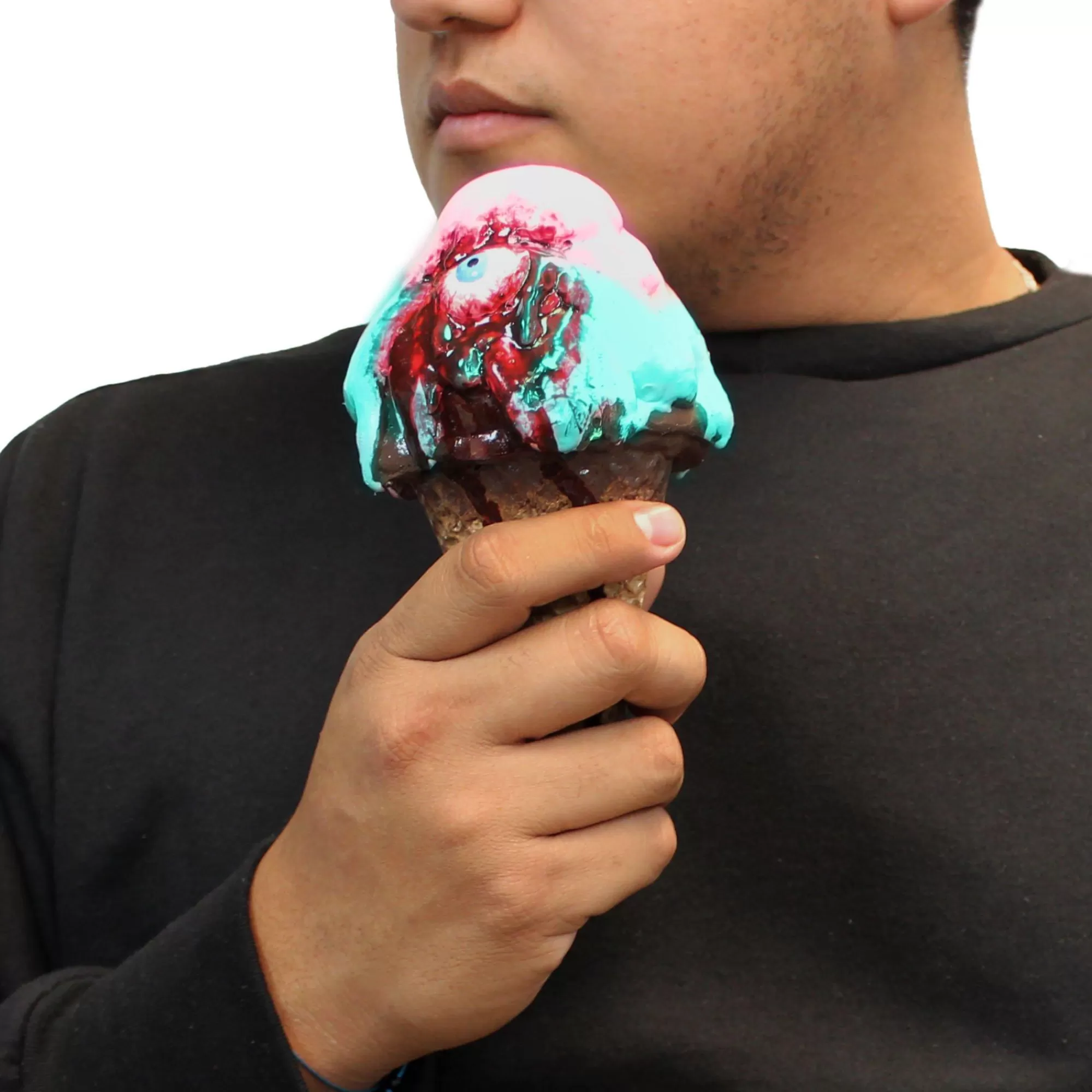 Party City Creepy Carnival | Bloody Peppermint Ice Cream Cone Latex Prop, 3.5In X 7In